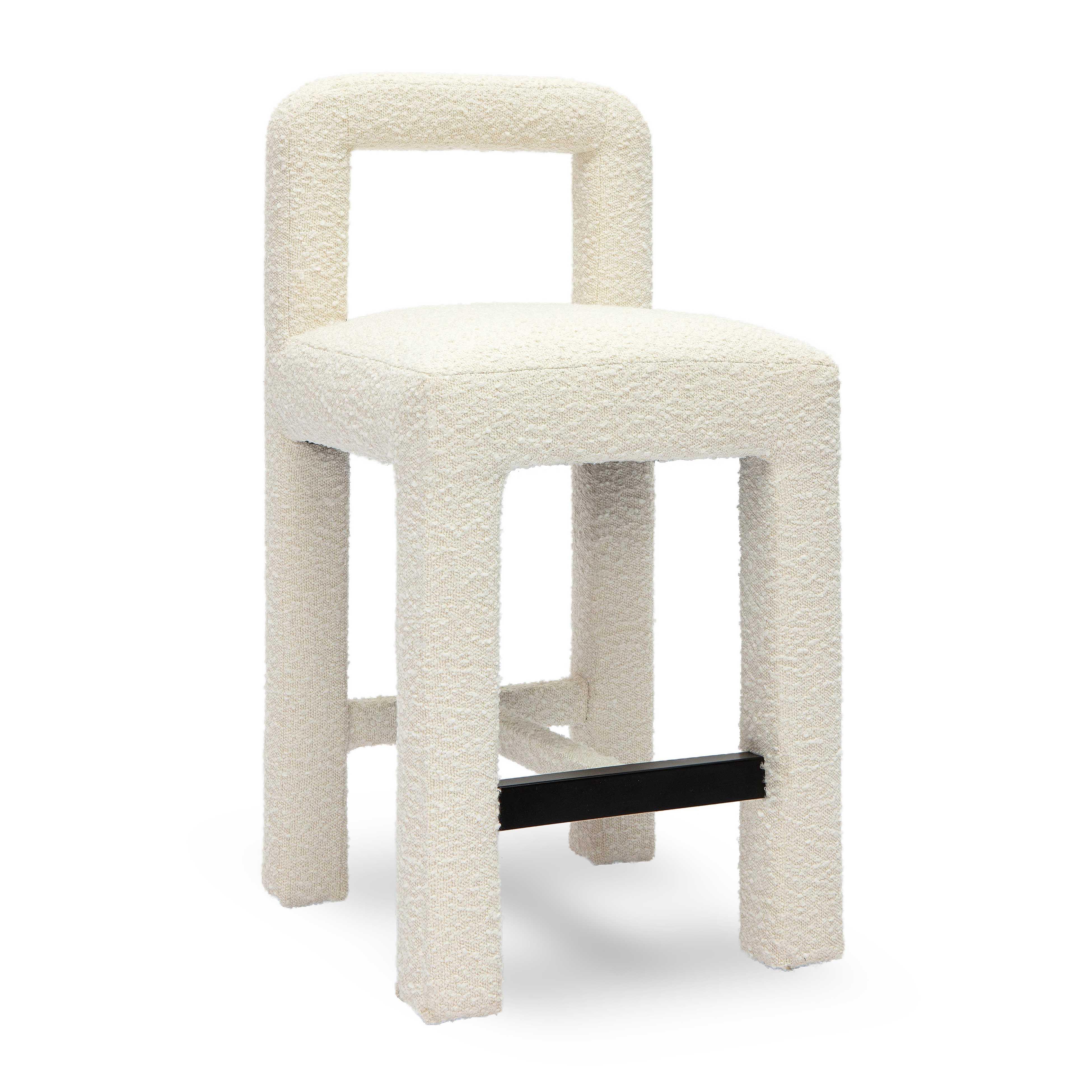 TOV Furniture Hazel Counter Height Bar Stool, Cream, large