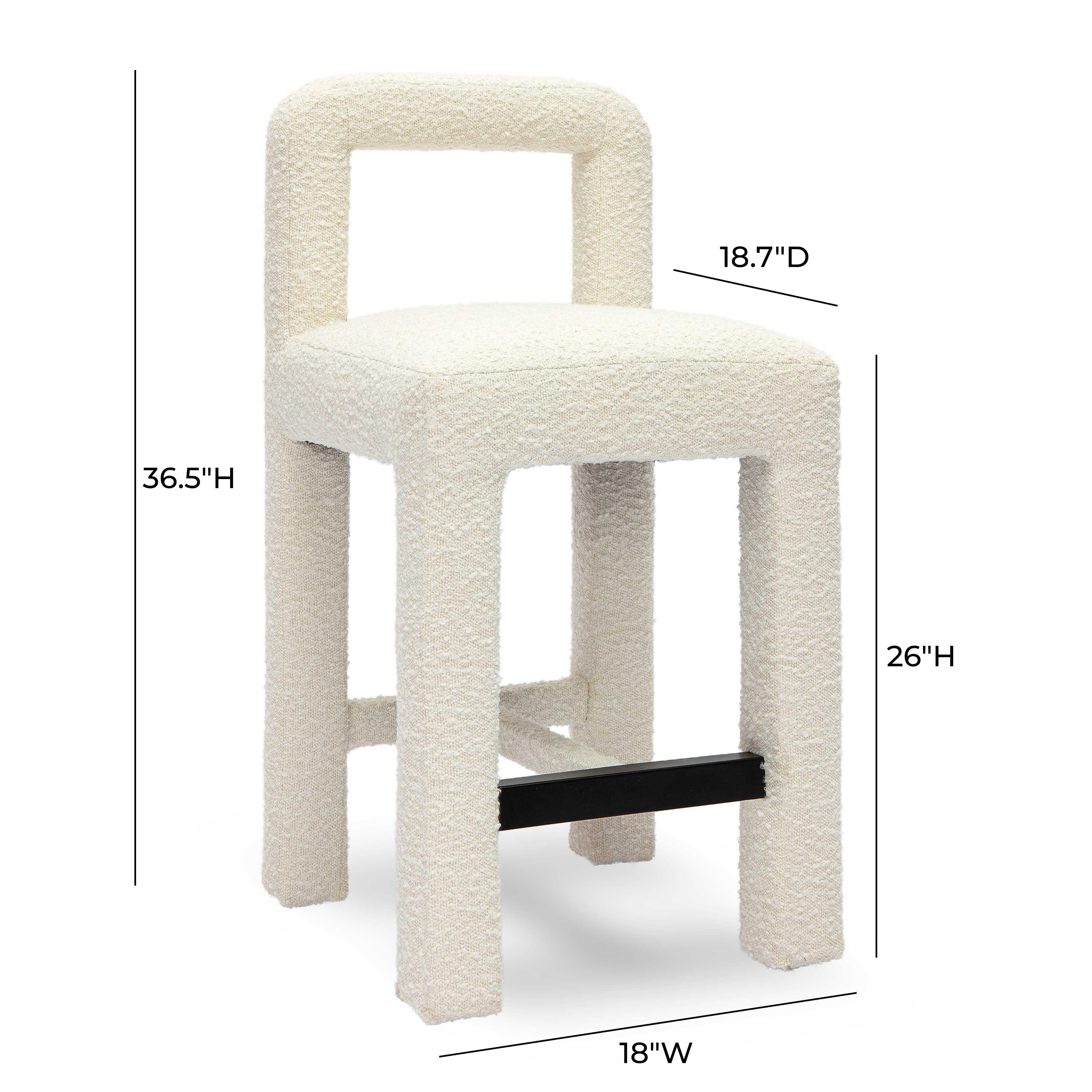 TOV Furniture Hazel Counter Height Bar Stool, Cream, large