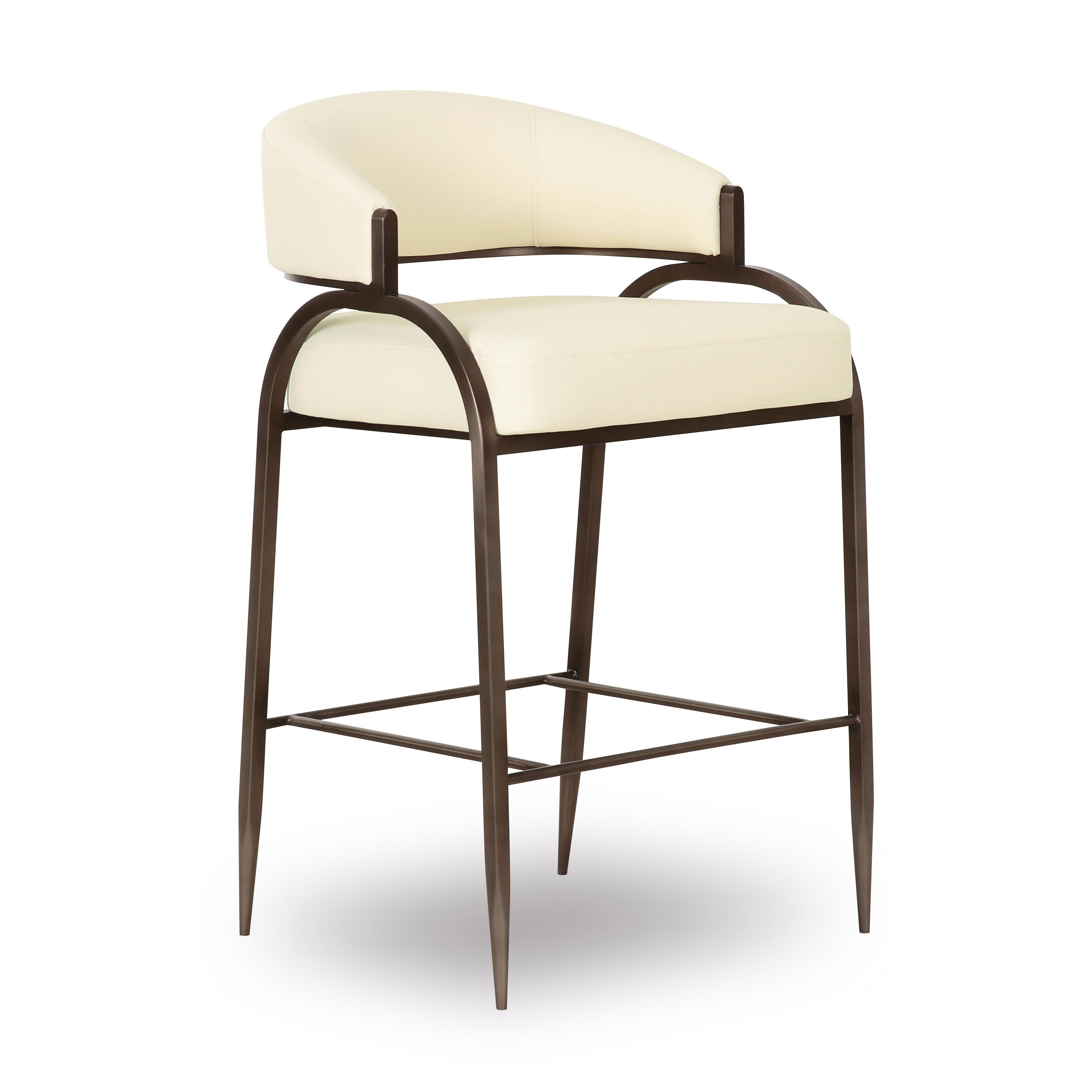 TOV Furniture Tatum Counter Height Bar Stool, Leather Cream, large