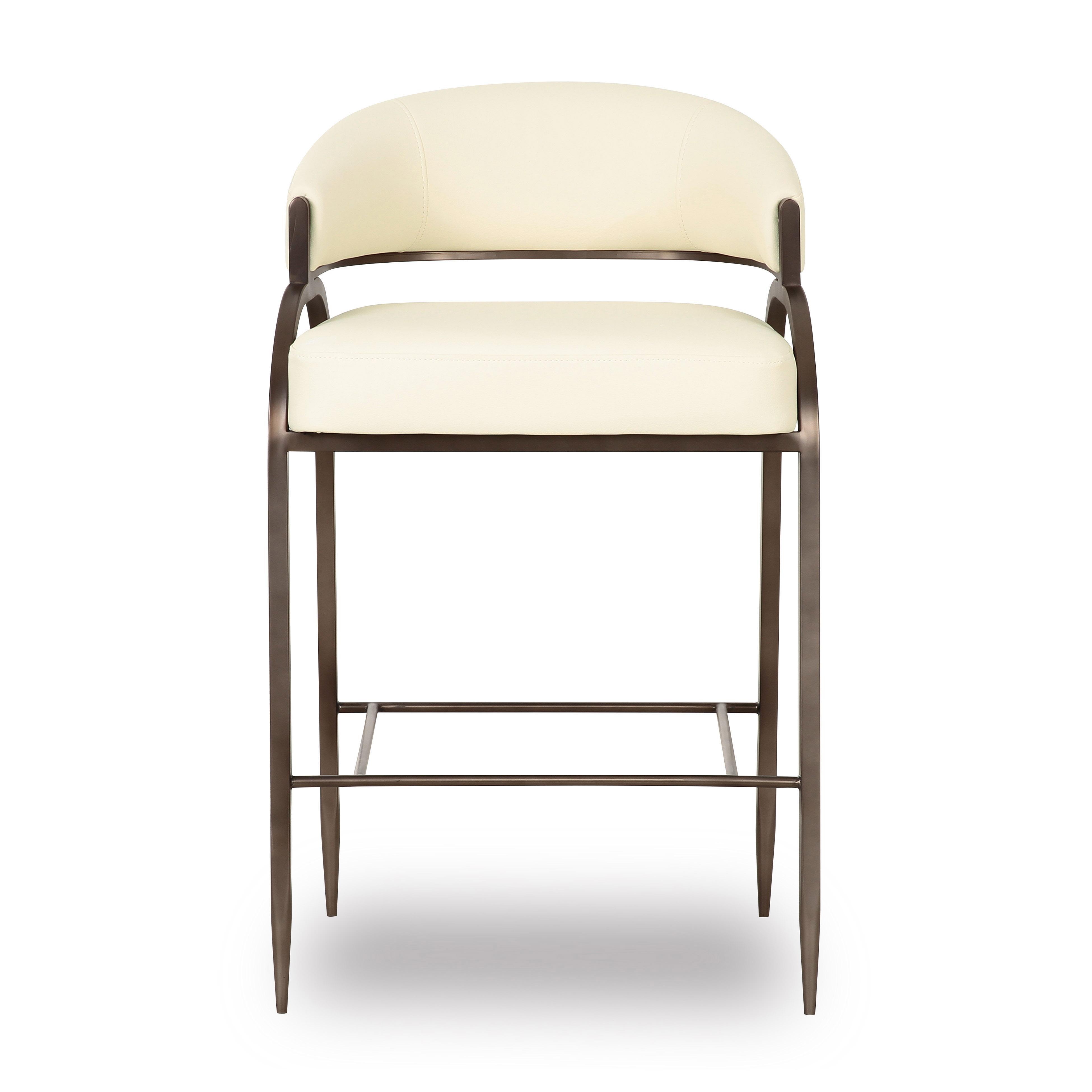TOV Furniture Tatum Counter Height Bar Stool, Leather Cream, large