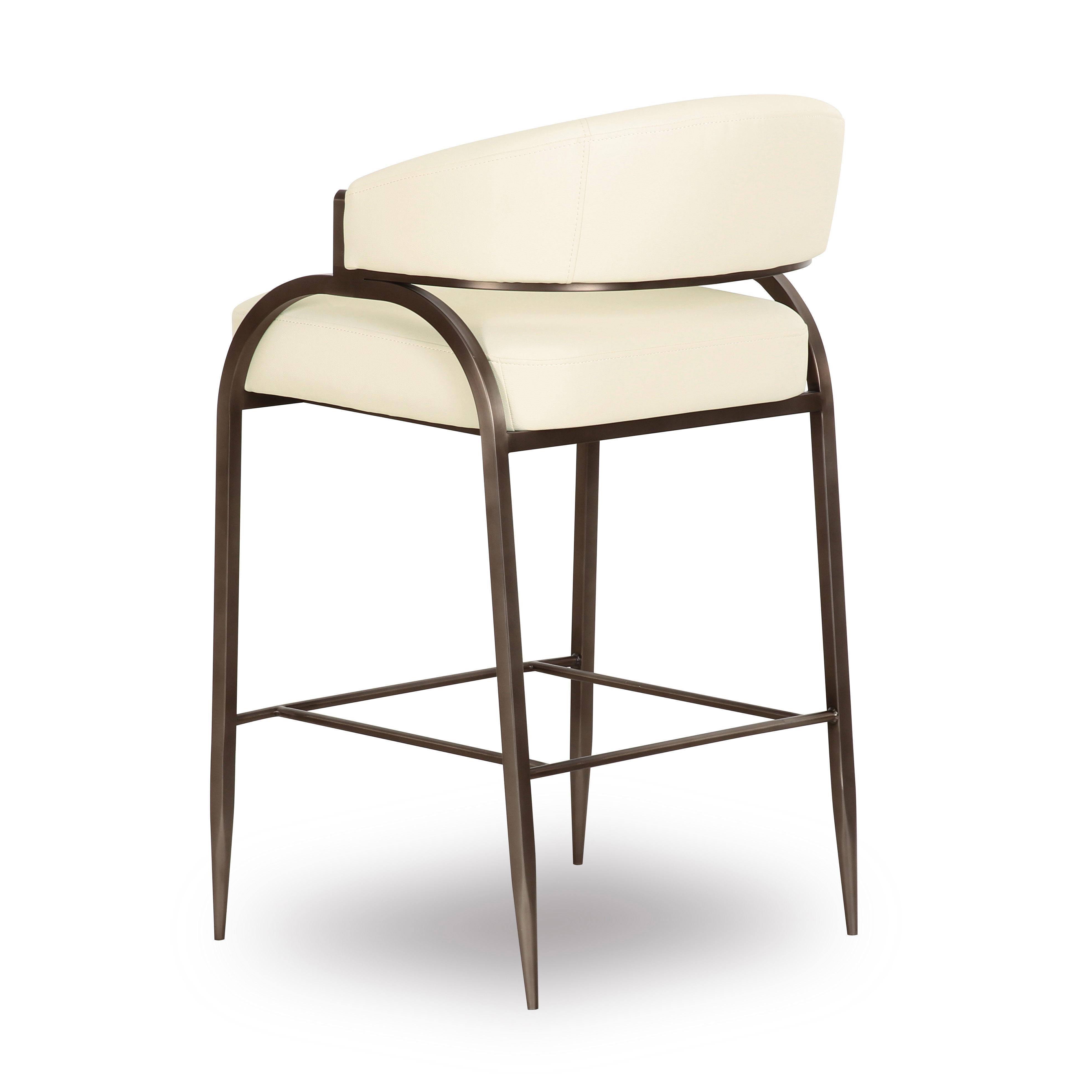 TOV Furniture Tatum Counter Height Bar Stool, Leather Cream, large