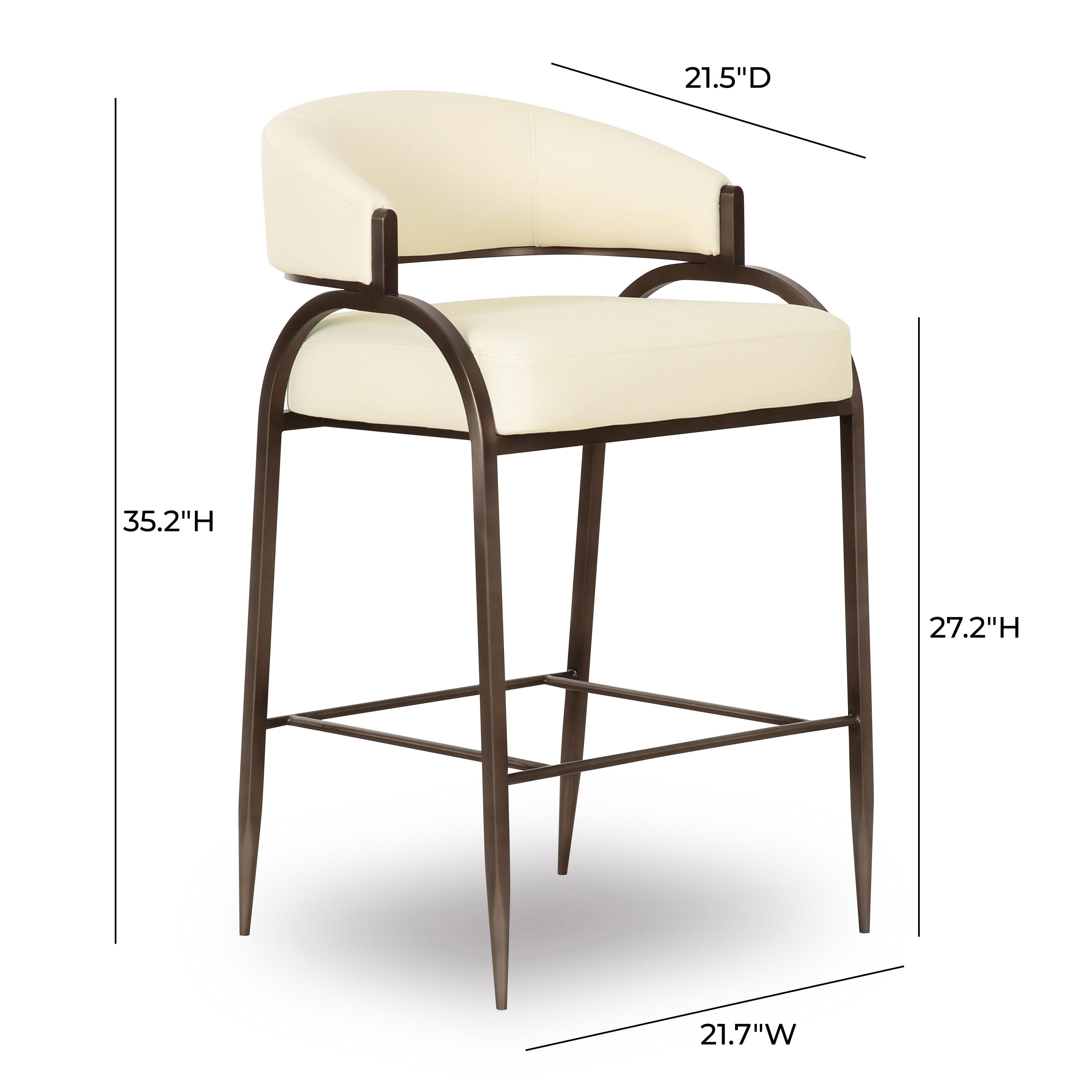TOV Furniture Tatum Counter Height Bar Stool, Leather Cream, large