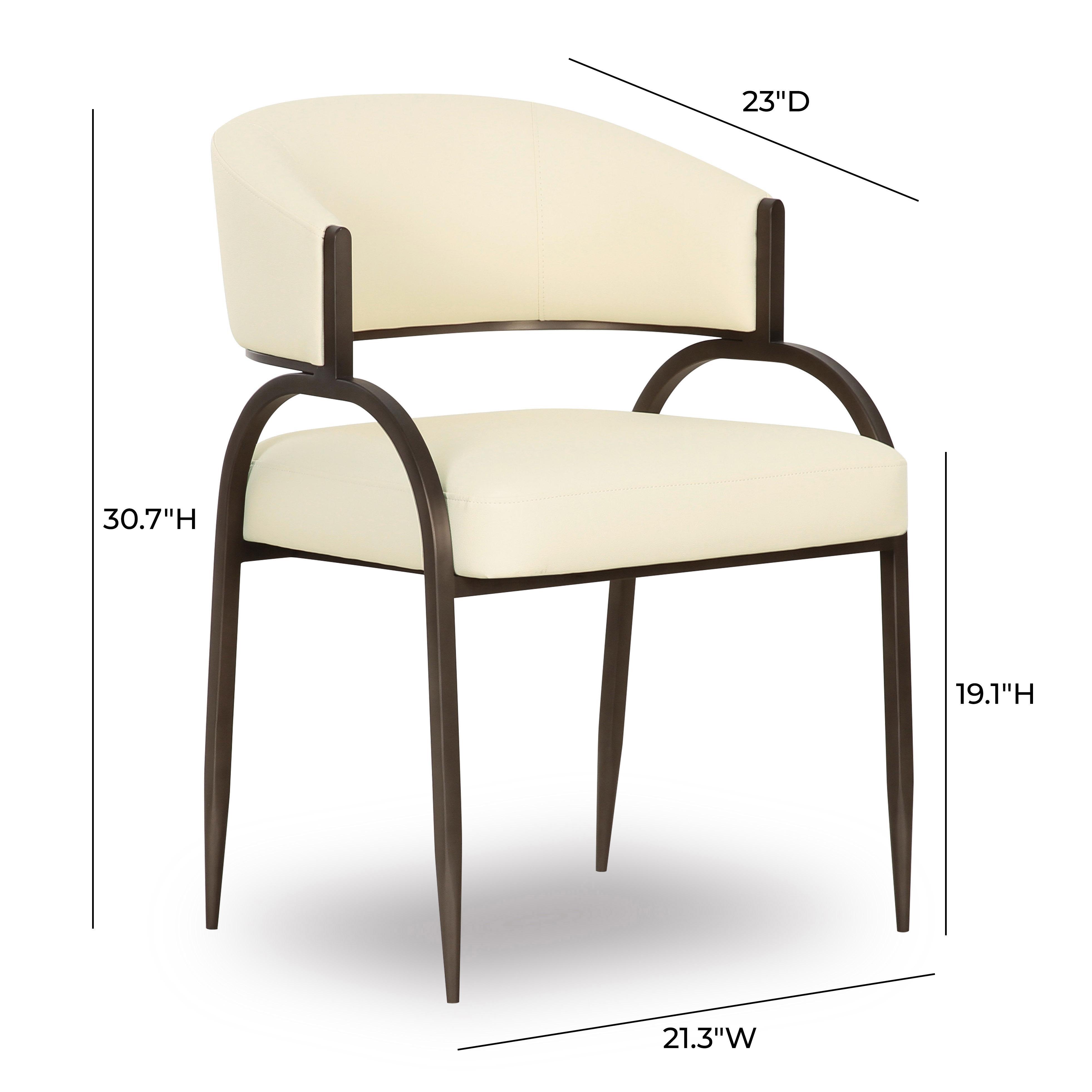 TOV Furniture Tatum Dining Chair, Leather Cream, large