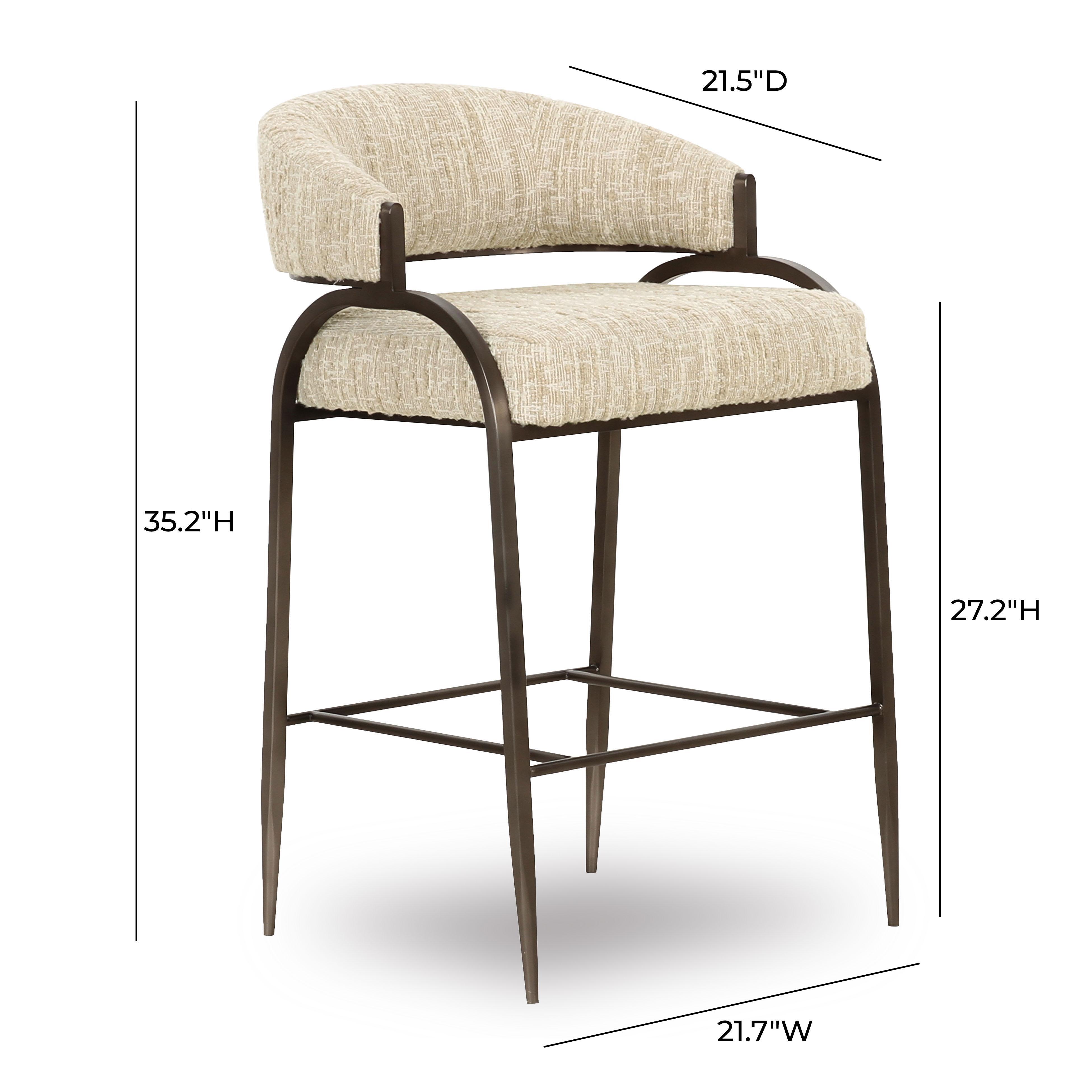 TOV Furniture Tatum Counter Height Bar Stool, Cream, large