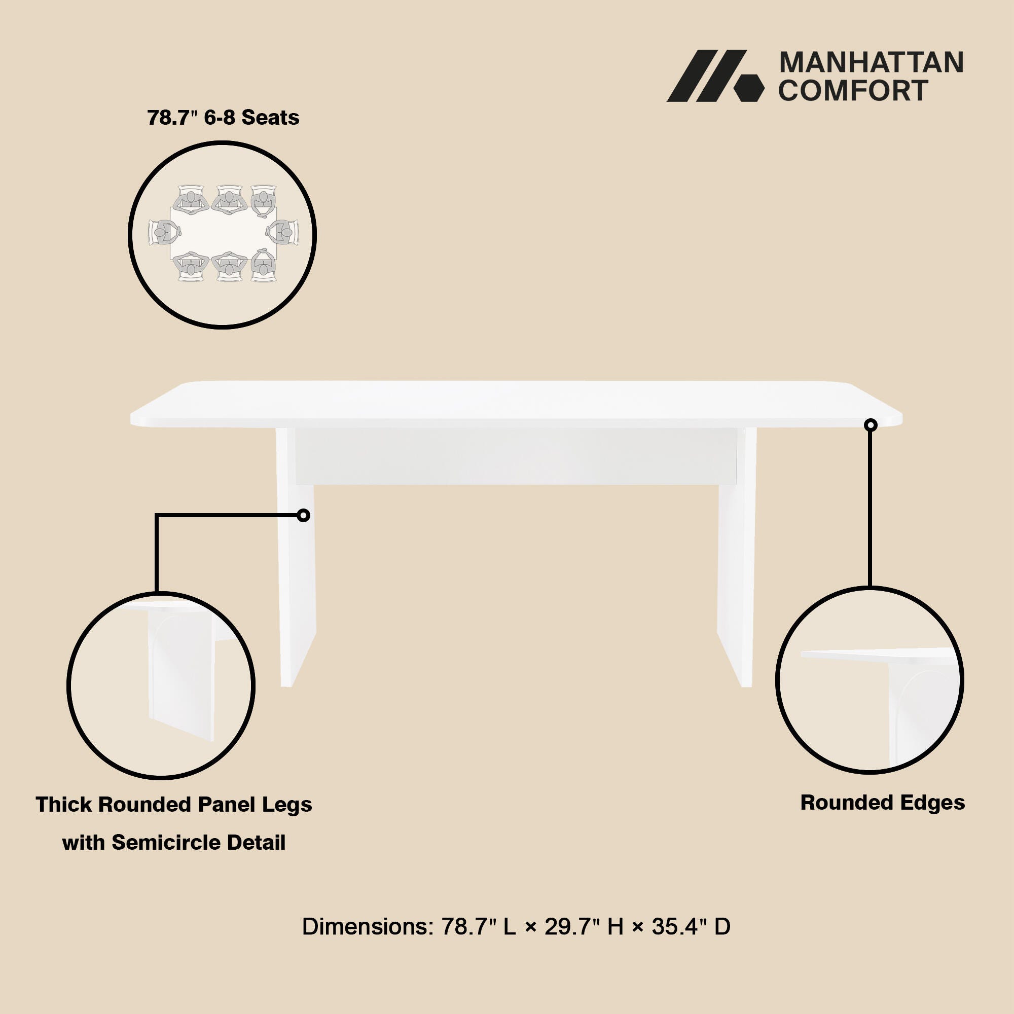 Manhattan Comfort Ella Dining Table, , large