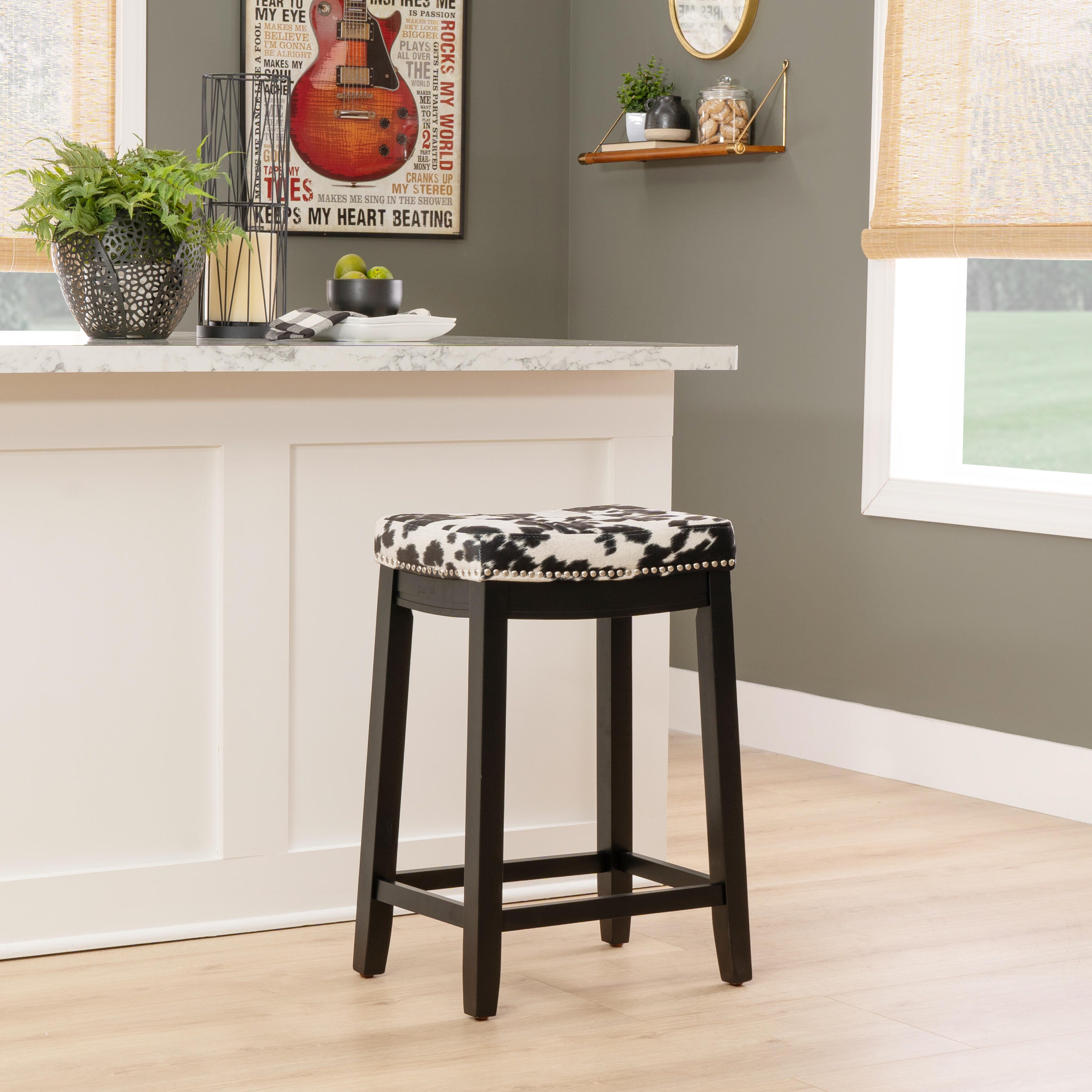 Linon Claridge Counter Height Bar Stool, Black, large