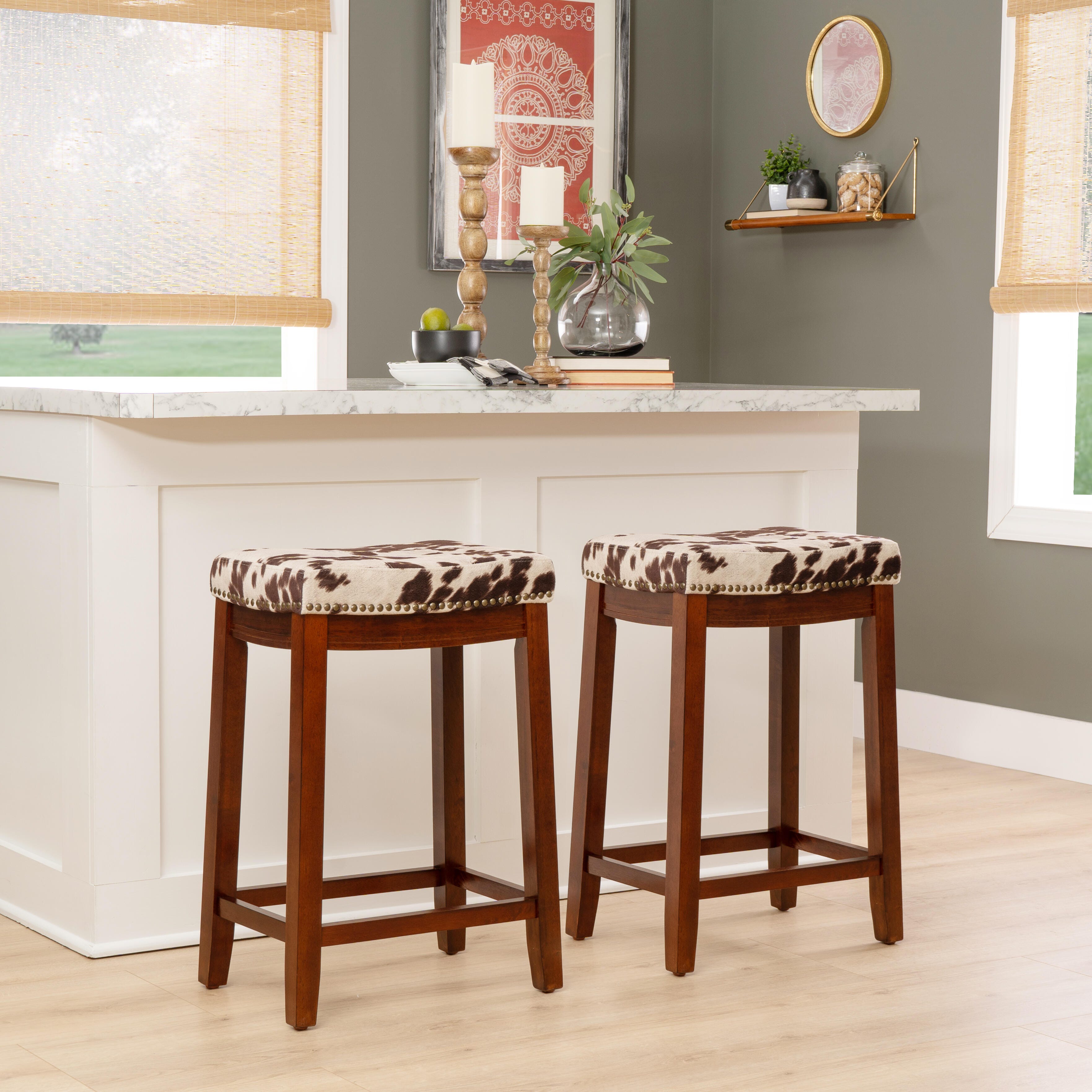 Linon Claridge Counter Height Bar Stool, Brown, rollover