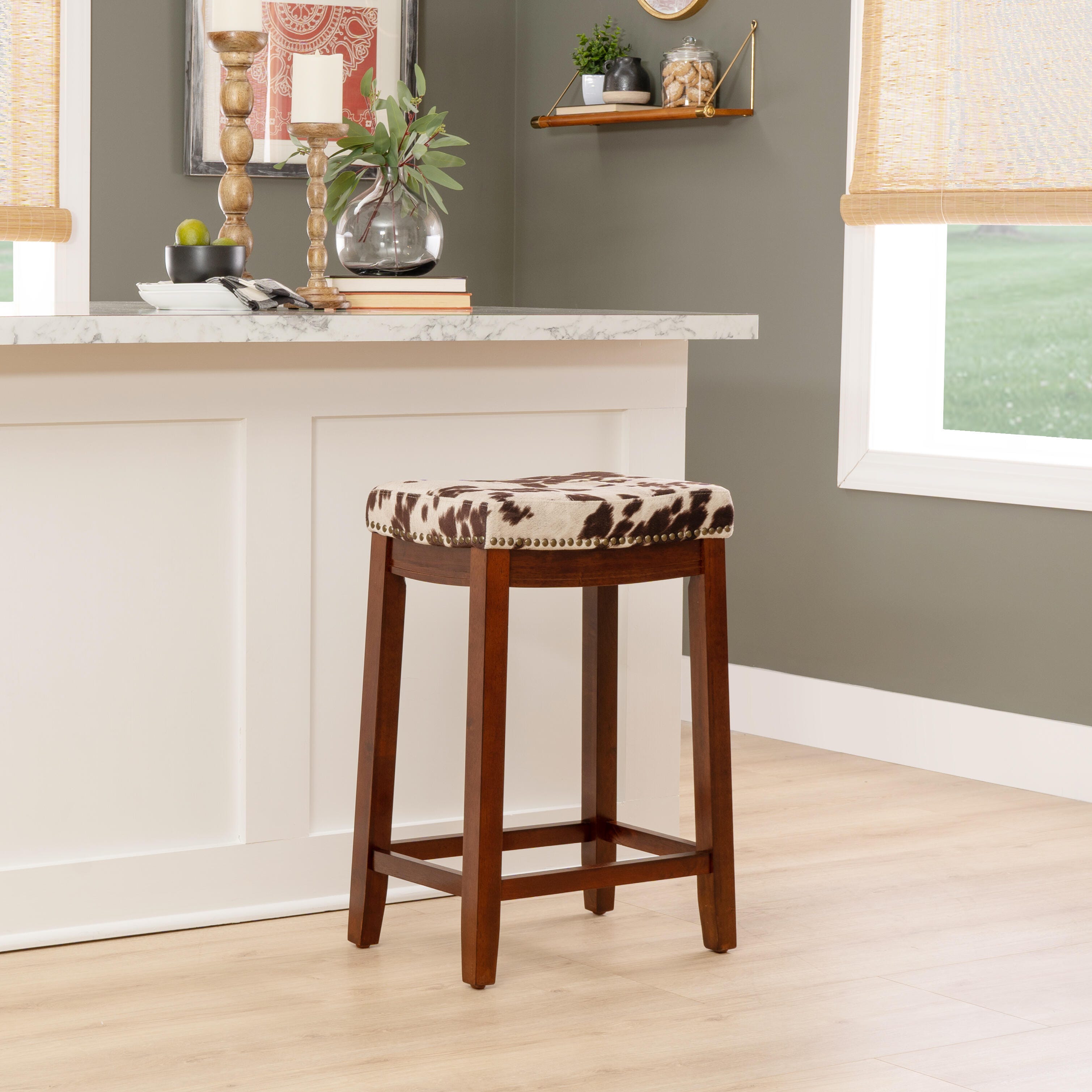 Linon Claridge Counter Height Bar Stool, Brown, large