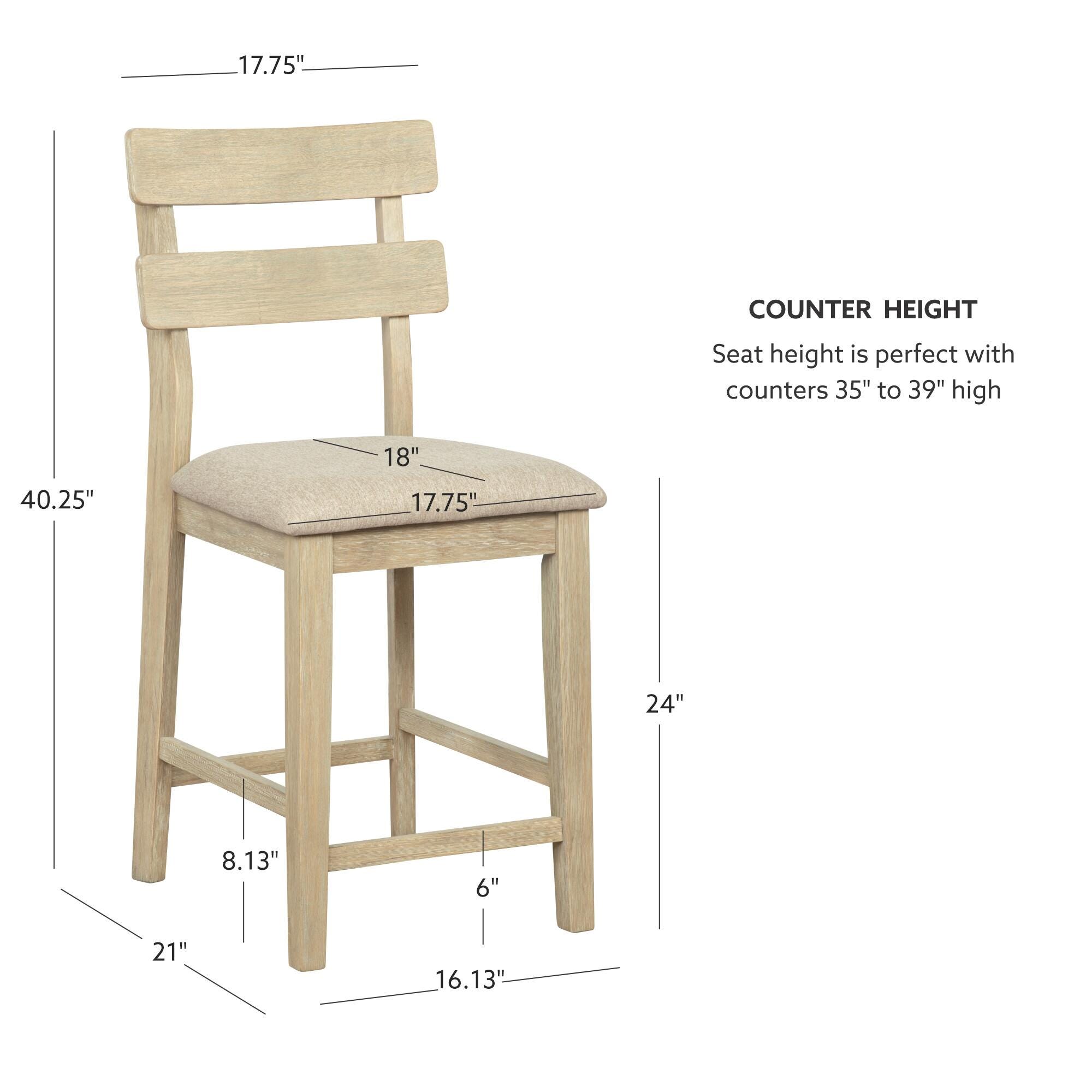 Linon Devin Counter Height Bar Stool (Set of 2), Natural, large
