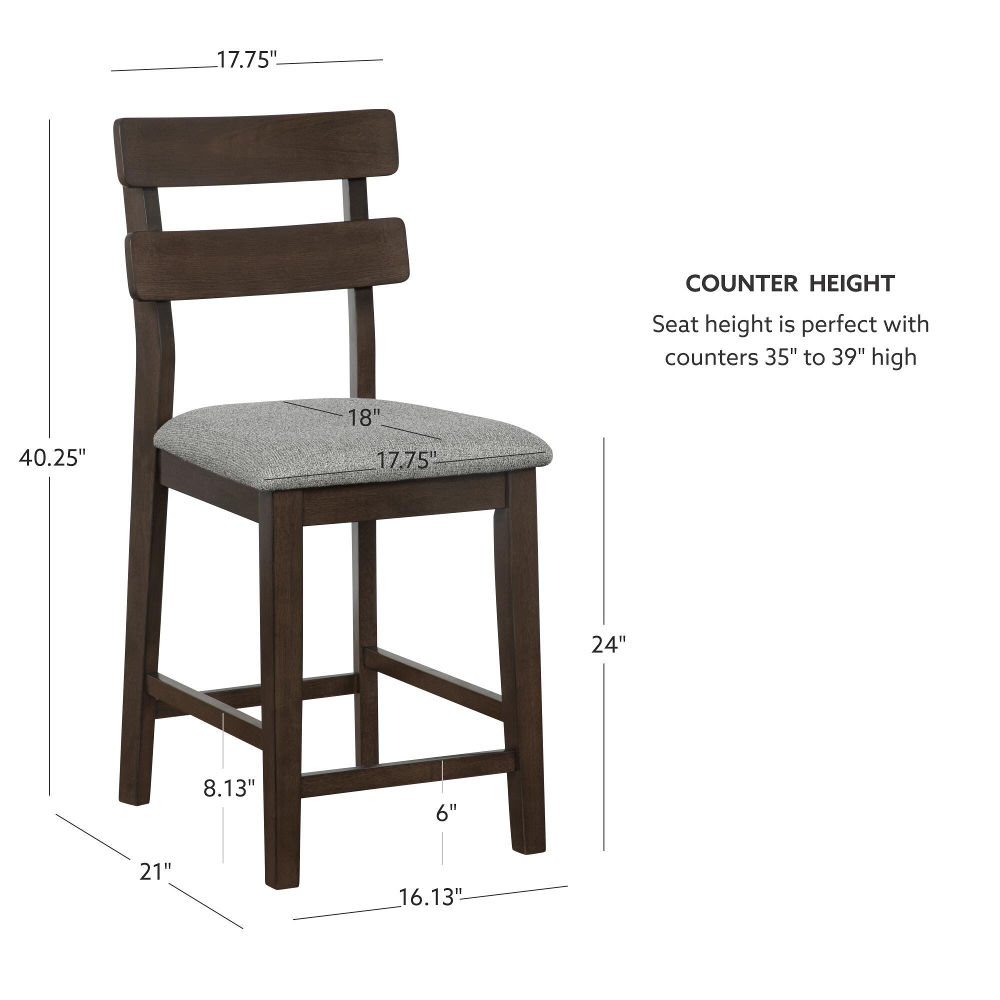 Linon Devin Counter Height Bar Stool (Set of 2), Brown, large