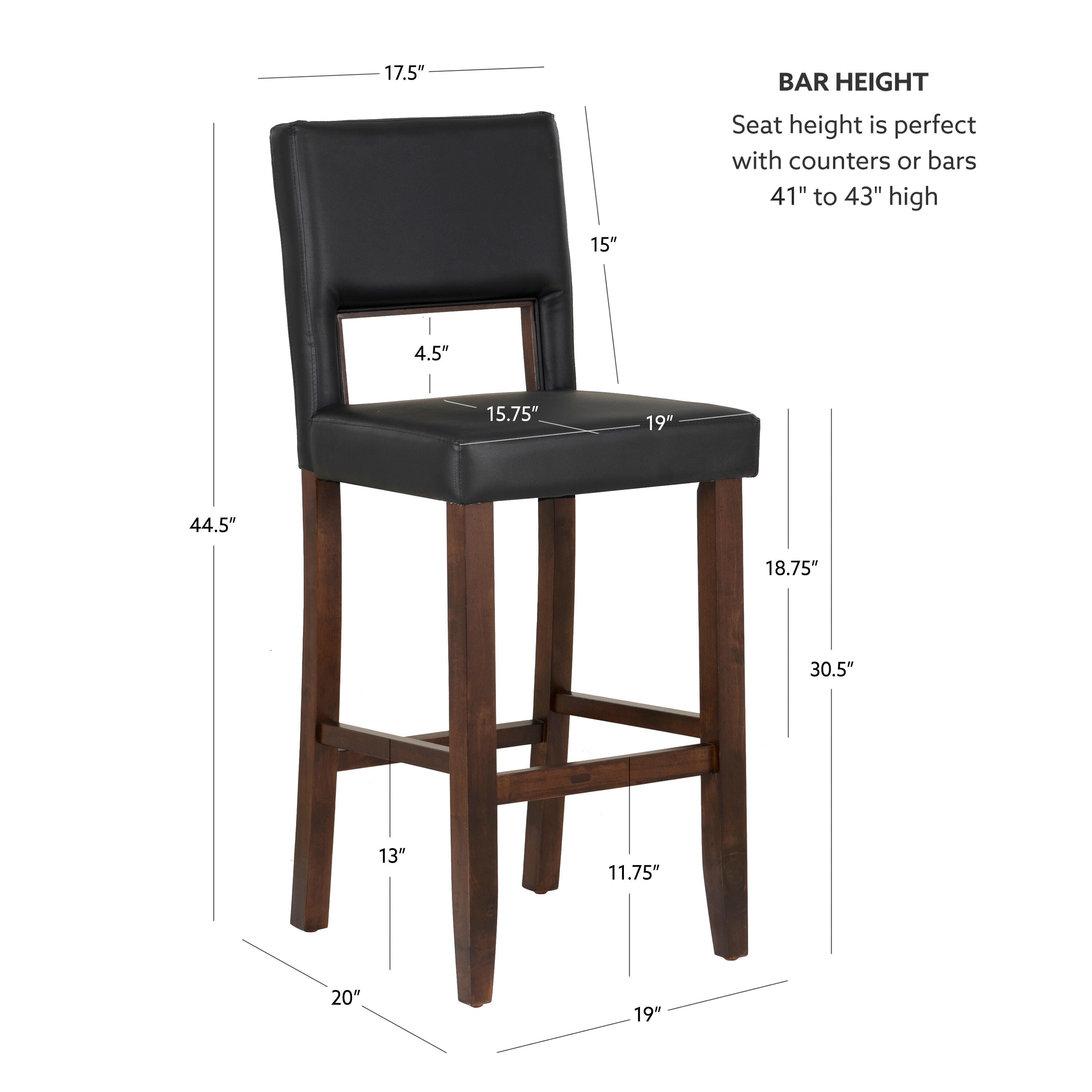 Linon Vega Bar Height Bar Stool, , large