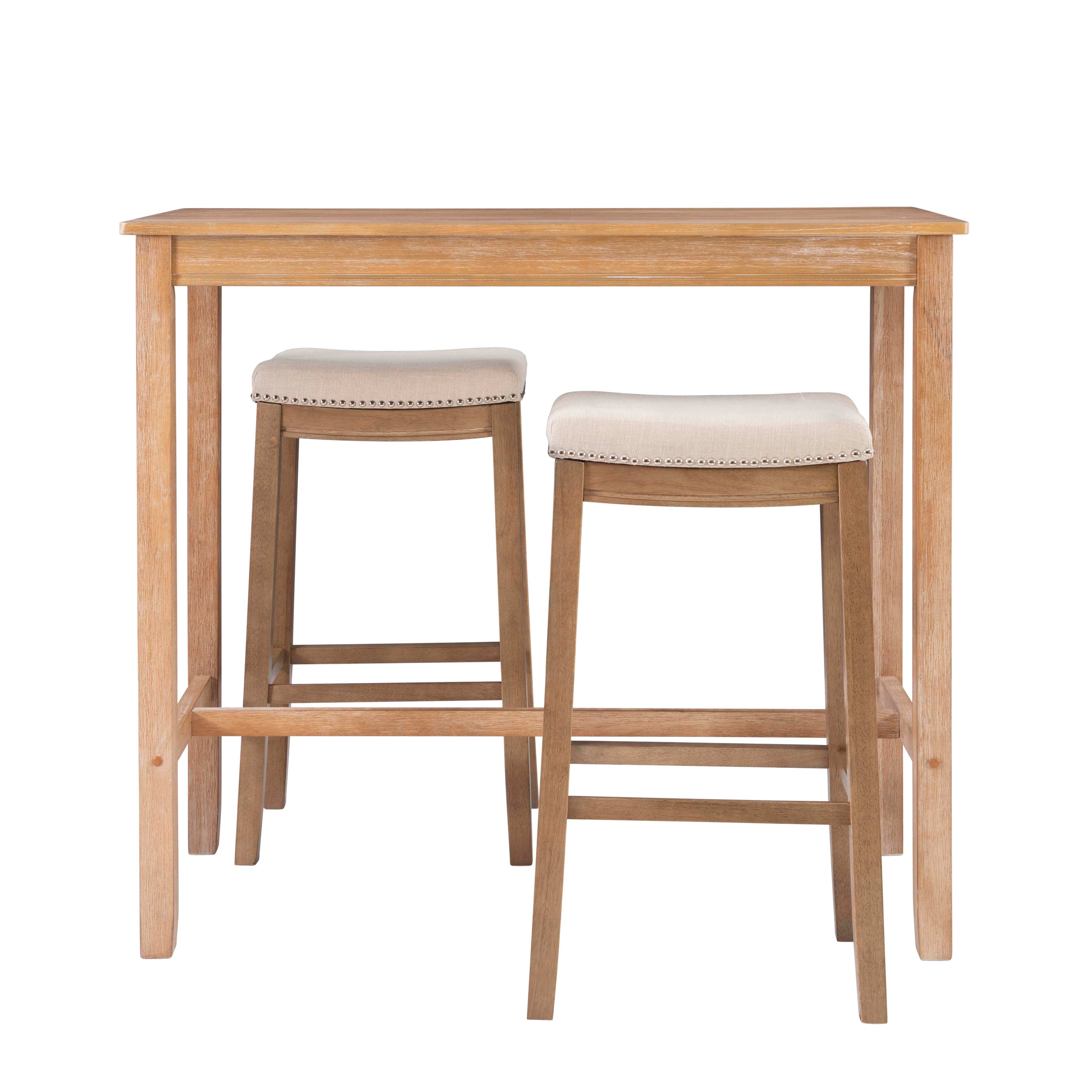 Linon Claridge Three Piece Bar Set, Natural, large