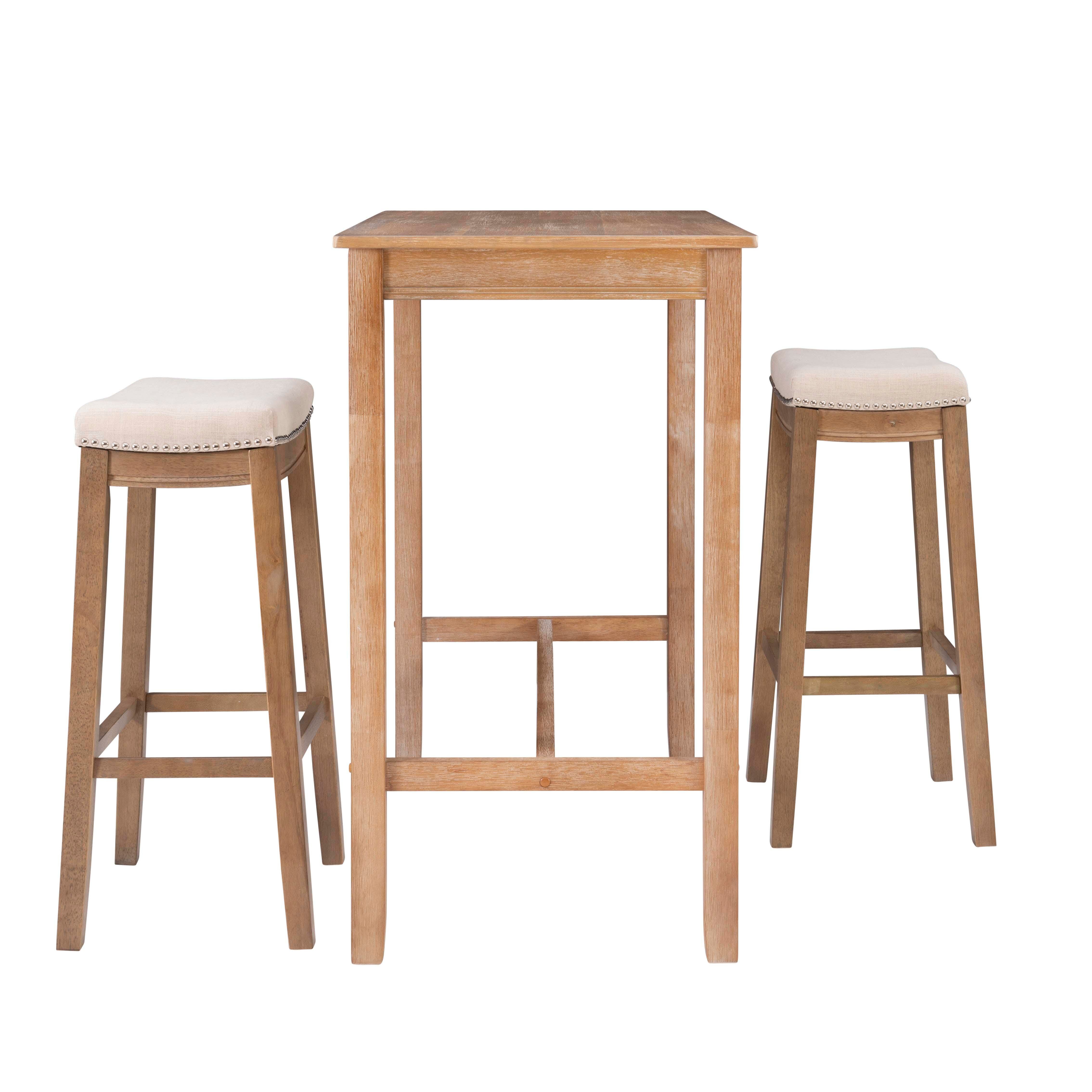 Linon Claridge Three Piece Bar Set, Natural, large