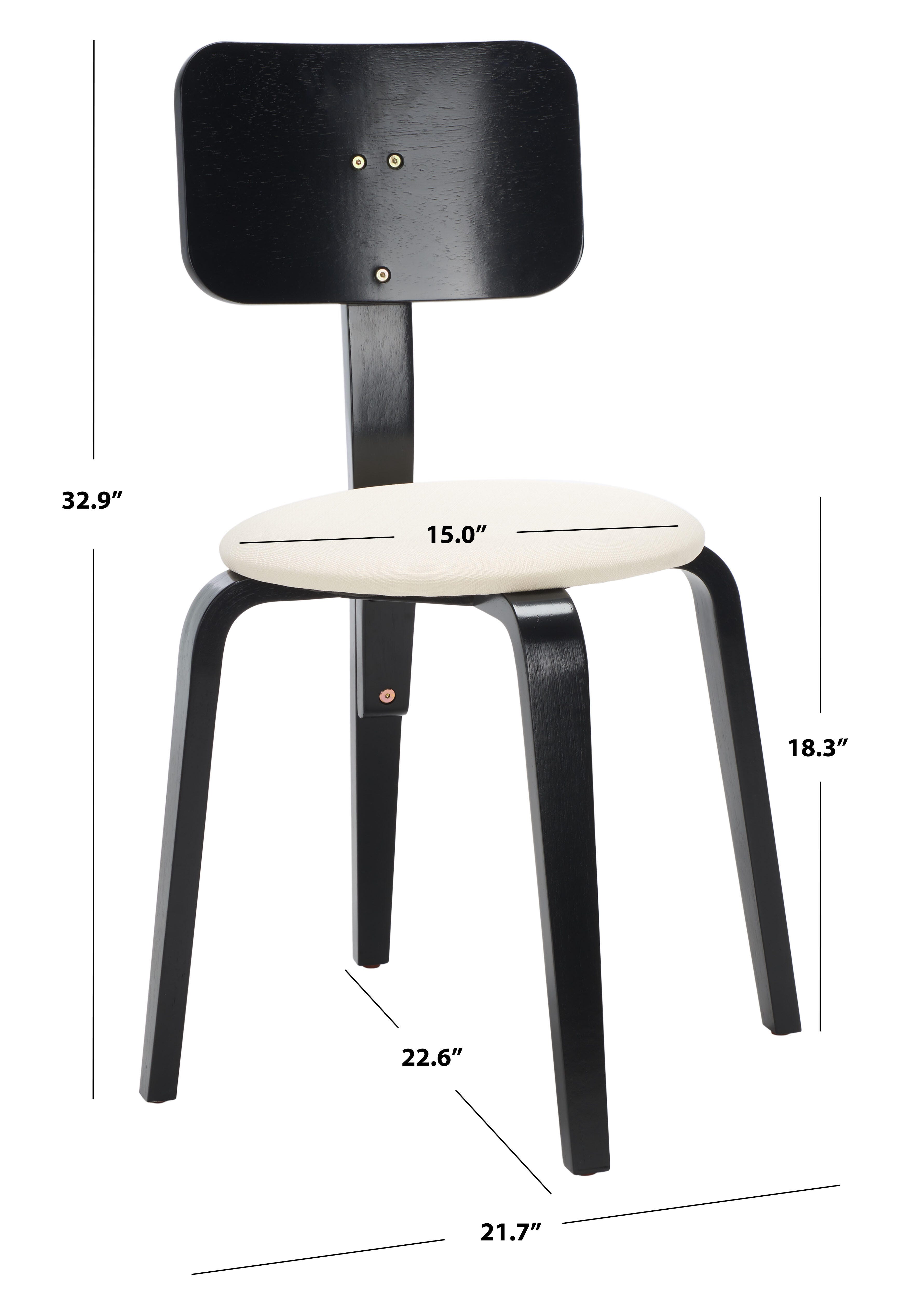 Safavieh Jo Dining Chair (Set of 2), Black/Creme, large