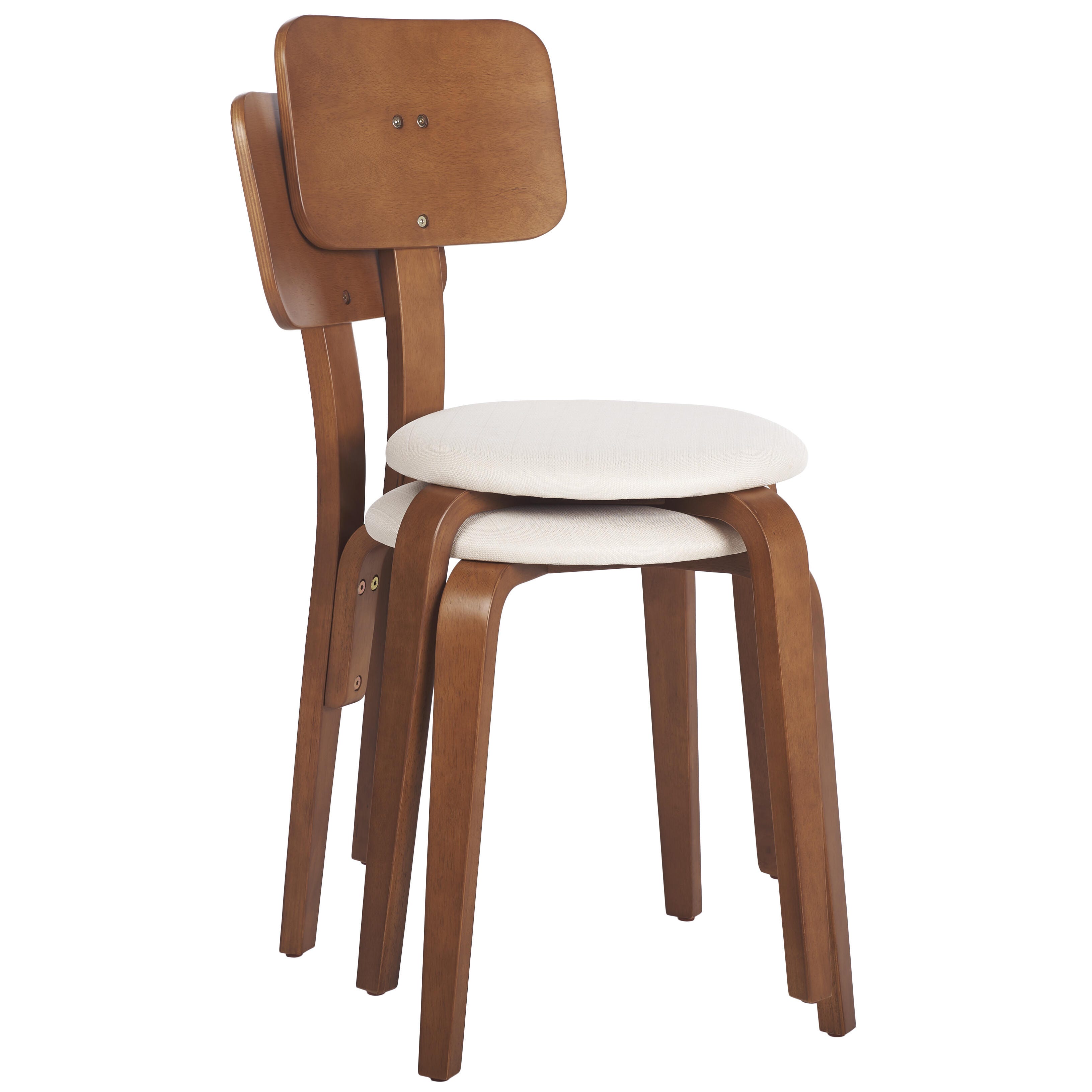 Safavieh Jo Dining Chair (Set of 2), Walnut/Cream, large