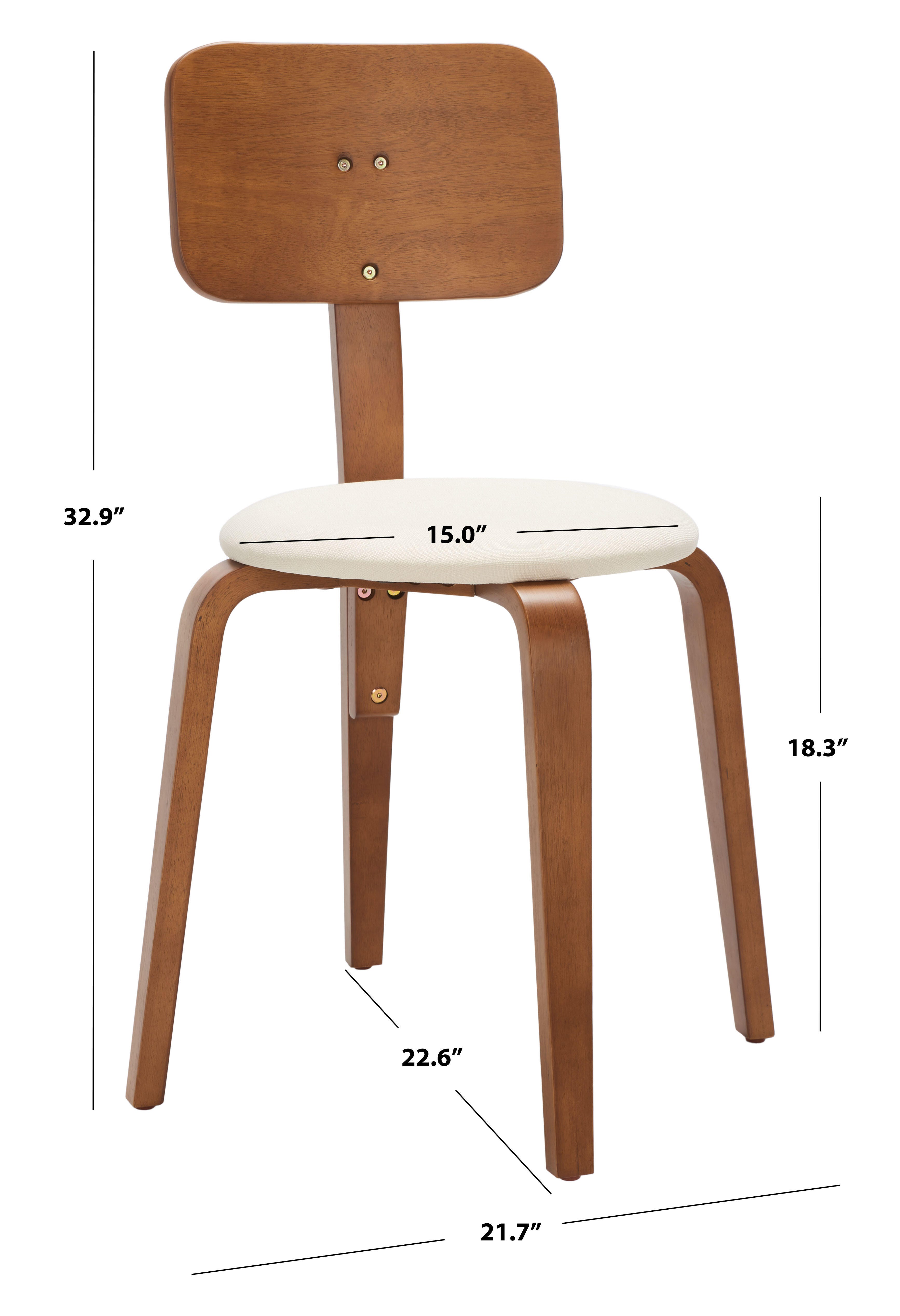 Safavieh Jo Dining Chair (Set of 2), Walnut/Cream, large