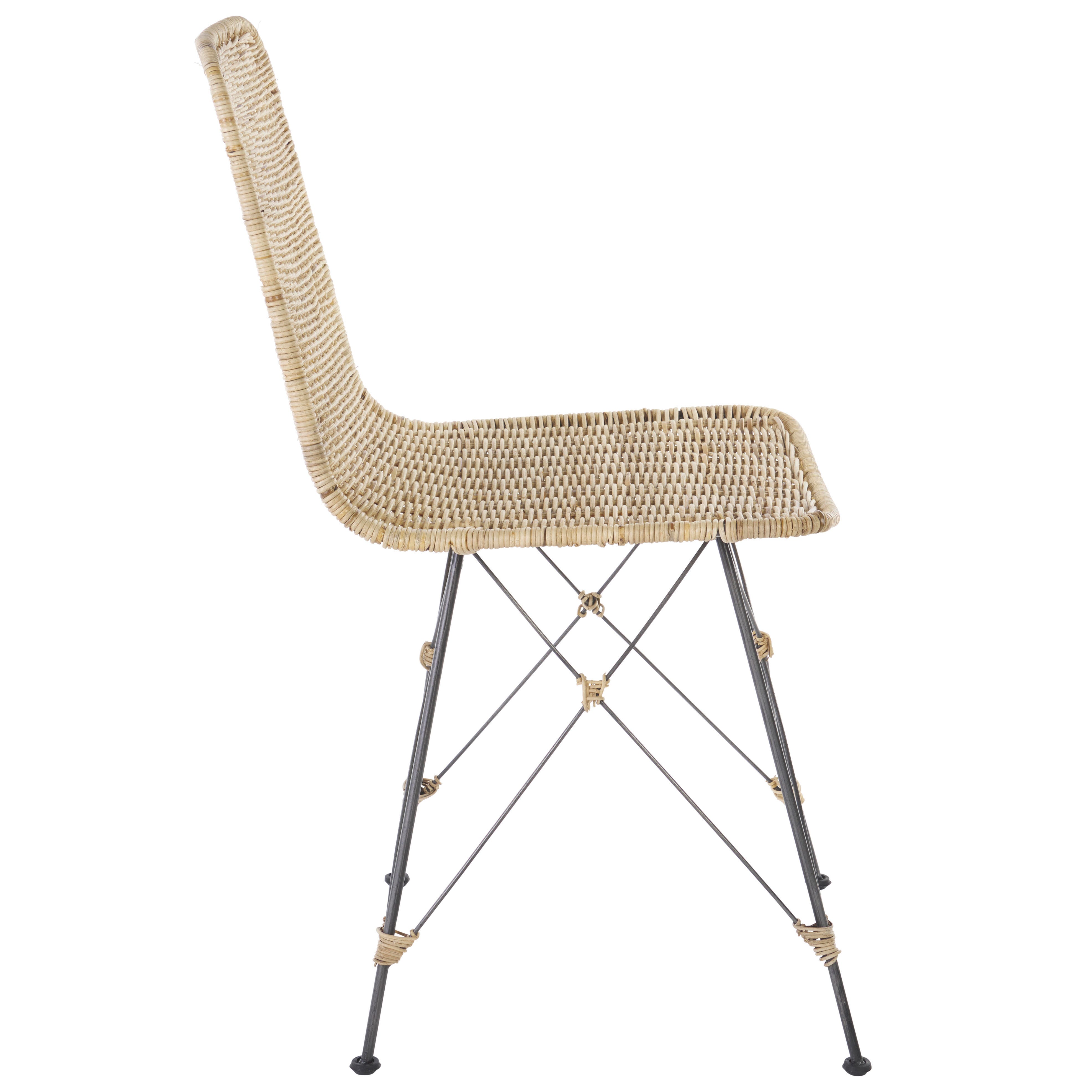 Safavieh Minerva Dining Chair (Set of 2), Light Natural/Black, large