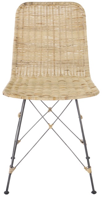 Safavieh Minerva Dining Chair (Set of 2), Light Natural/Black