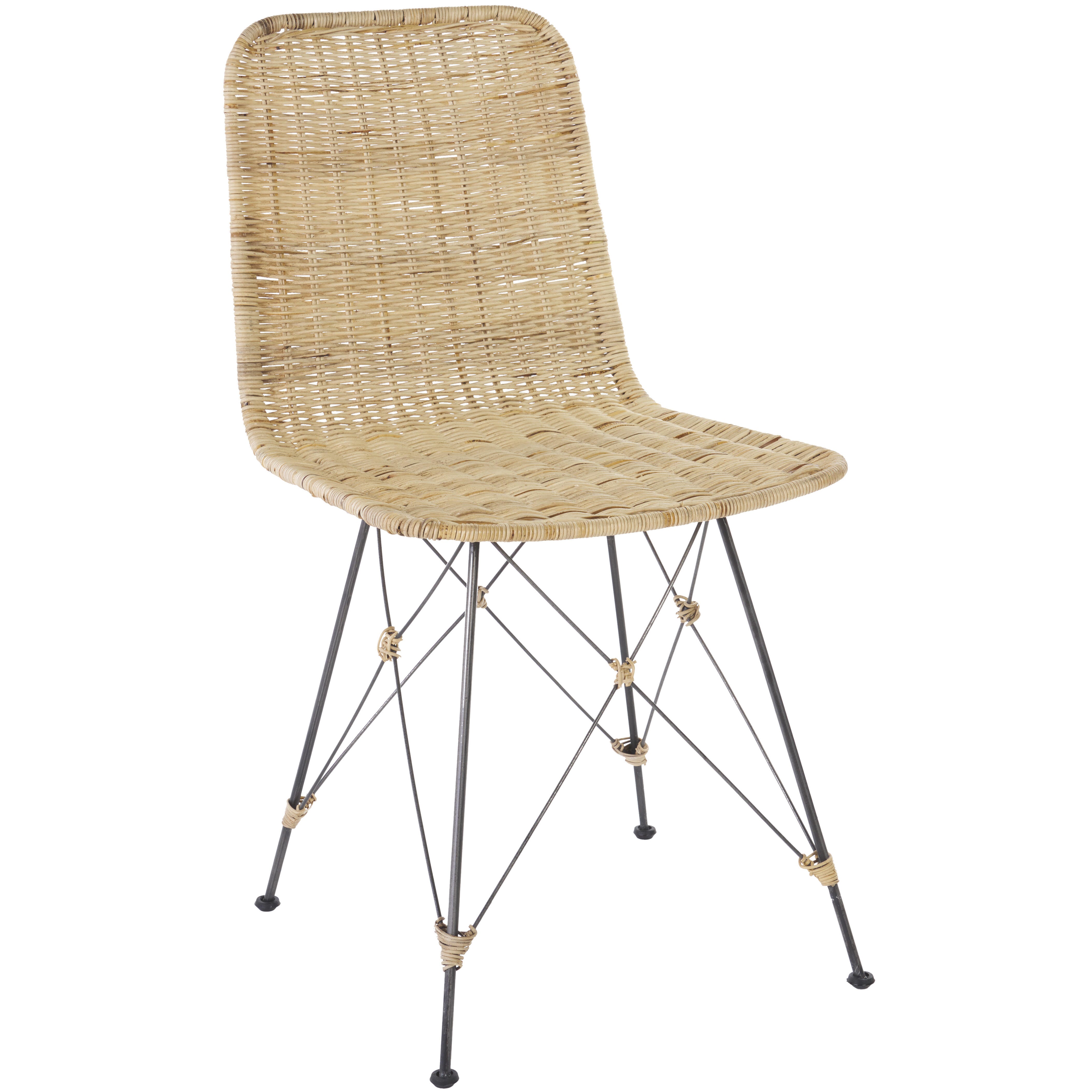 Safavieh Minerva Dining Chair (Set of 2), Light Natural/Black, large