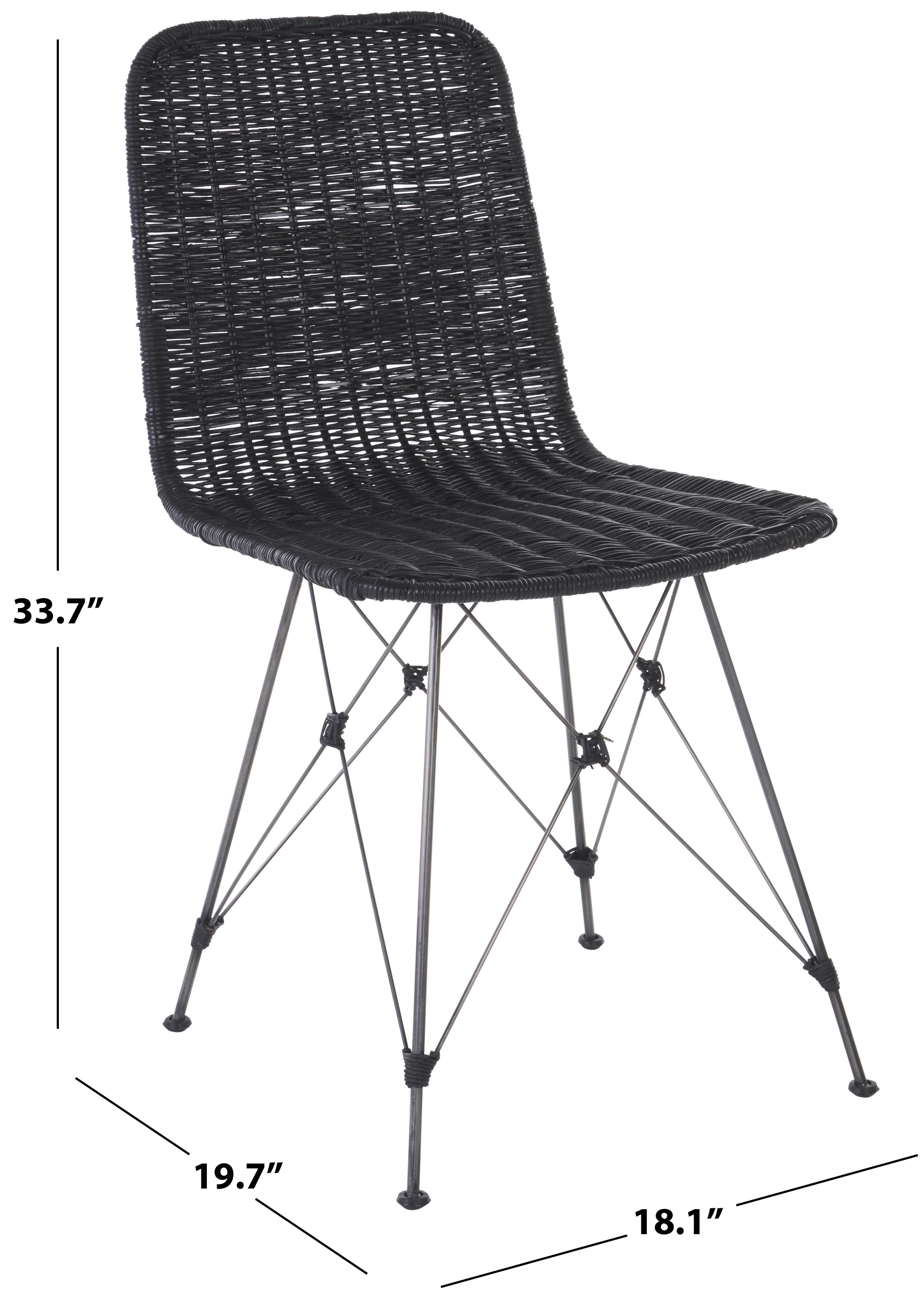 Safavieh Minerva Dining Chair (Set of 2), Black/Black, large