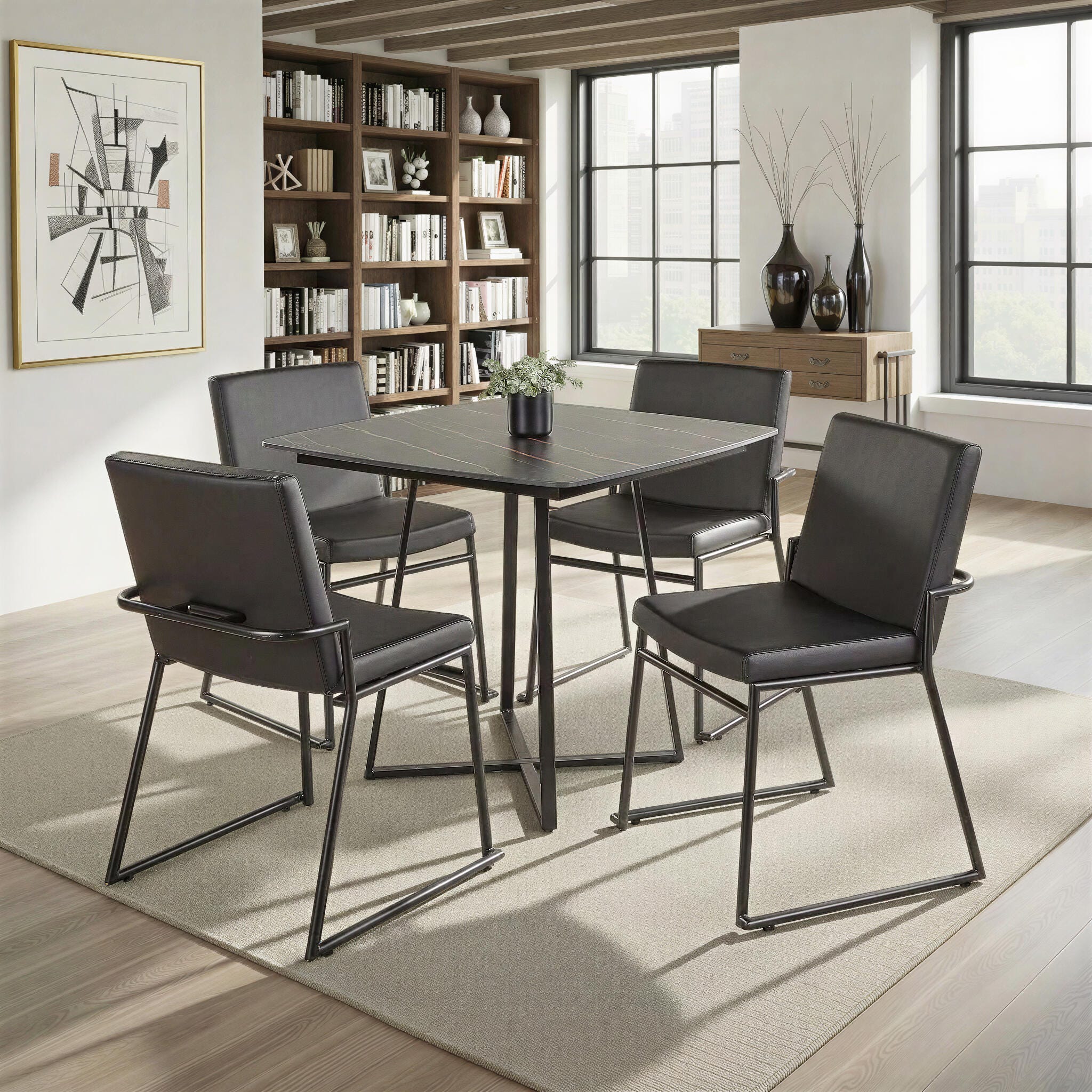 LumiSource Dutchess Dining Chair (Set of 2), Black, large