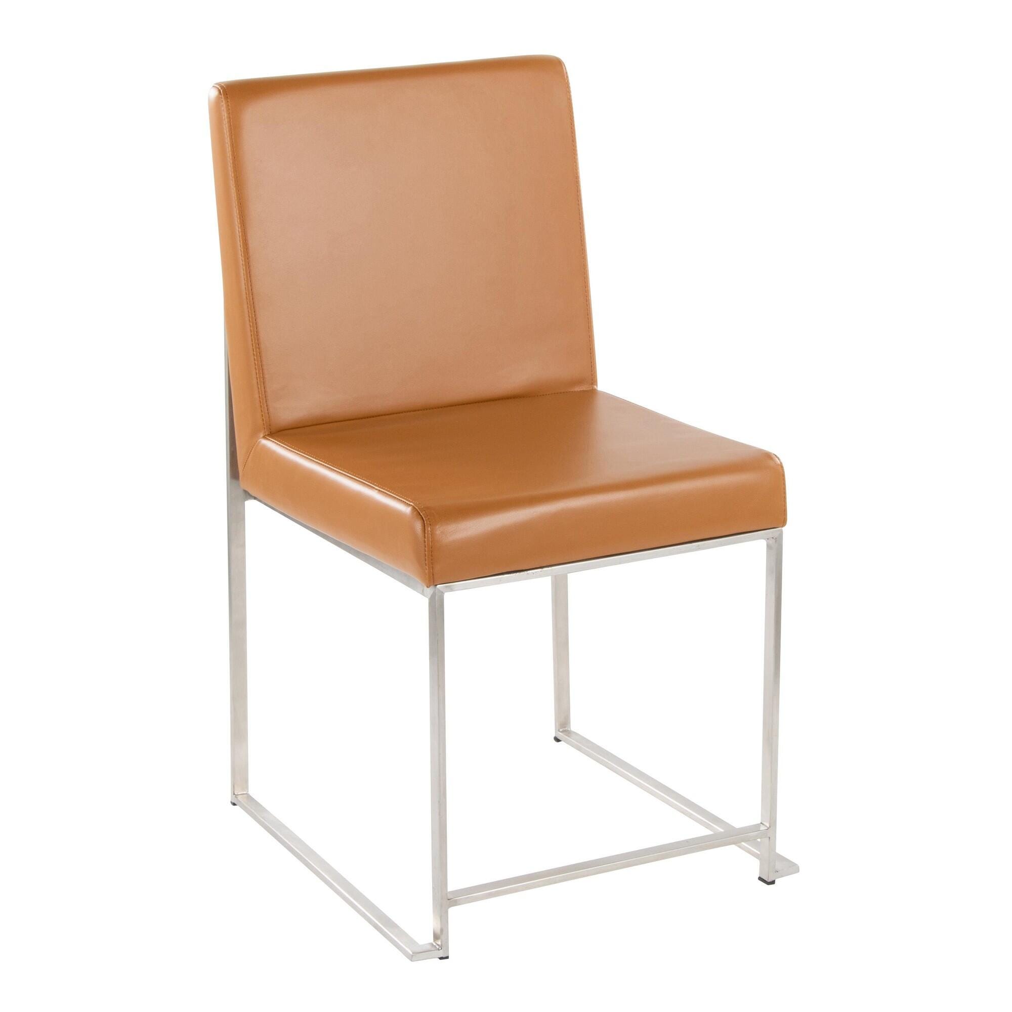 LumiSource Fuji Dining Chair (Set of 2), Camel/Chrome, large