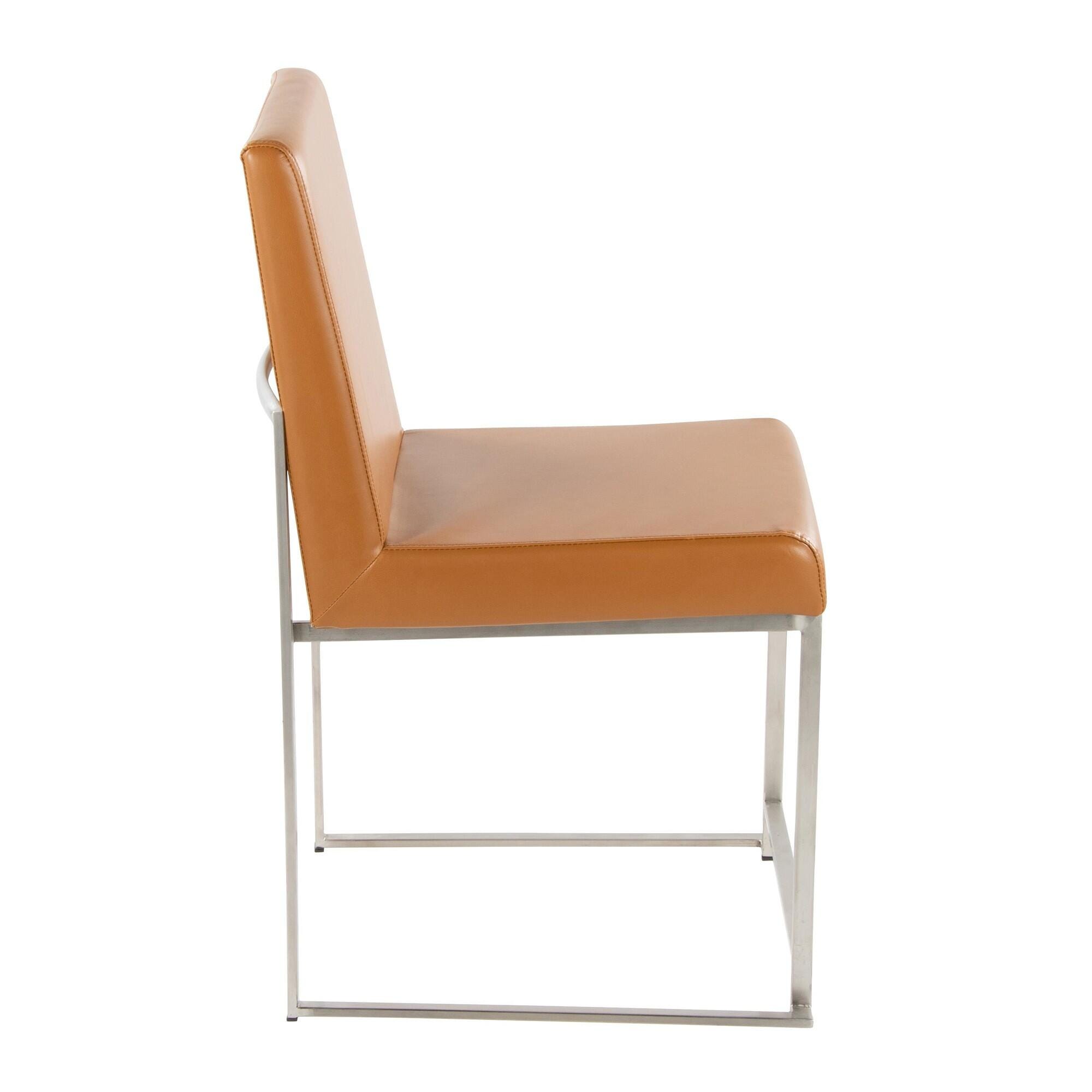 LumiSource Fuji Dining Chair (Set of 2), Camel/Chrome, large