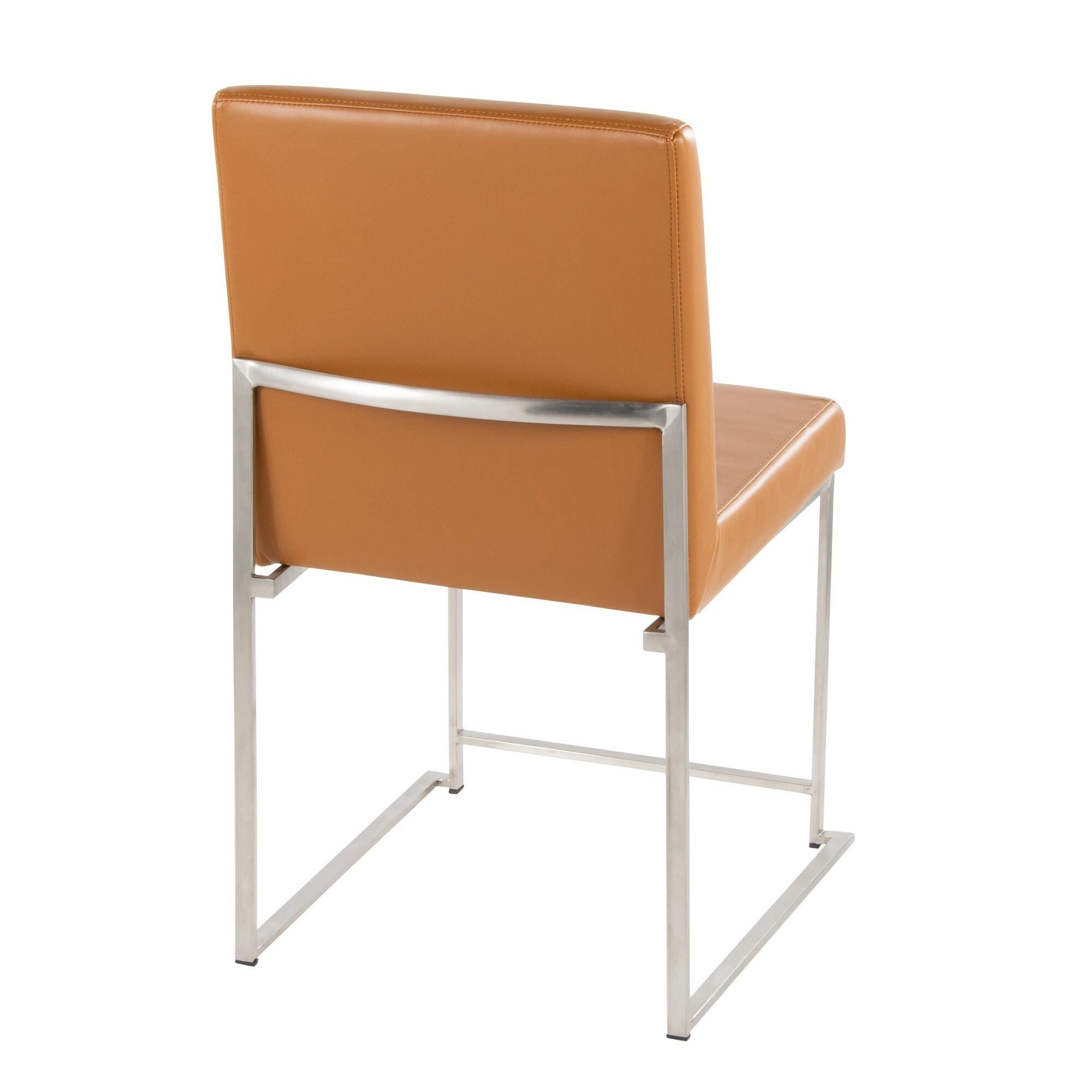 LumiSource Fuji Dining Chair (Set of 2), Camel/Chrome, large