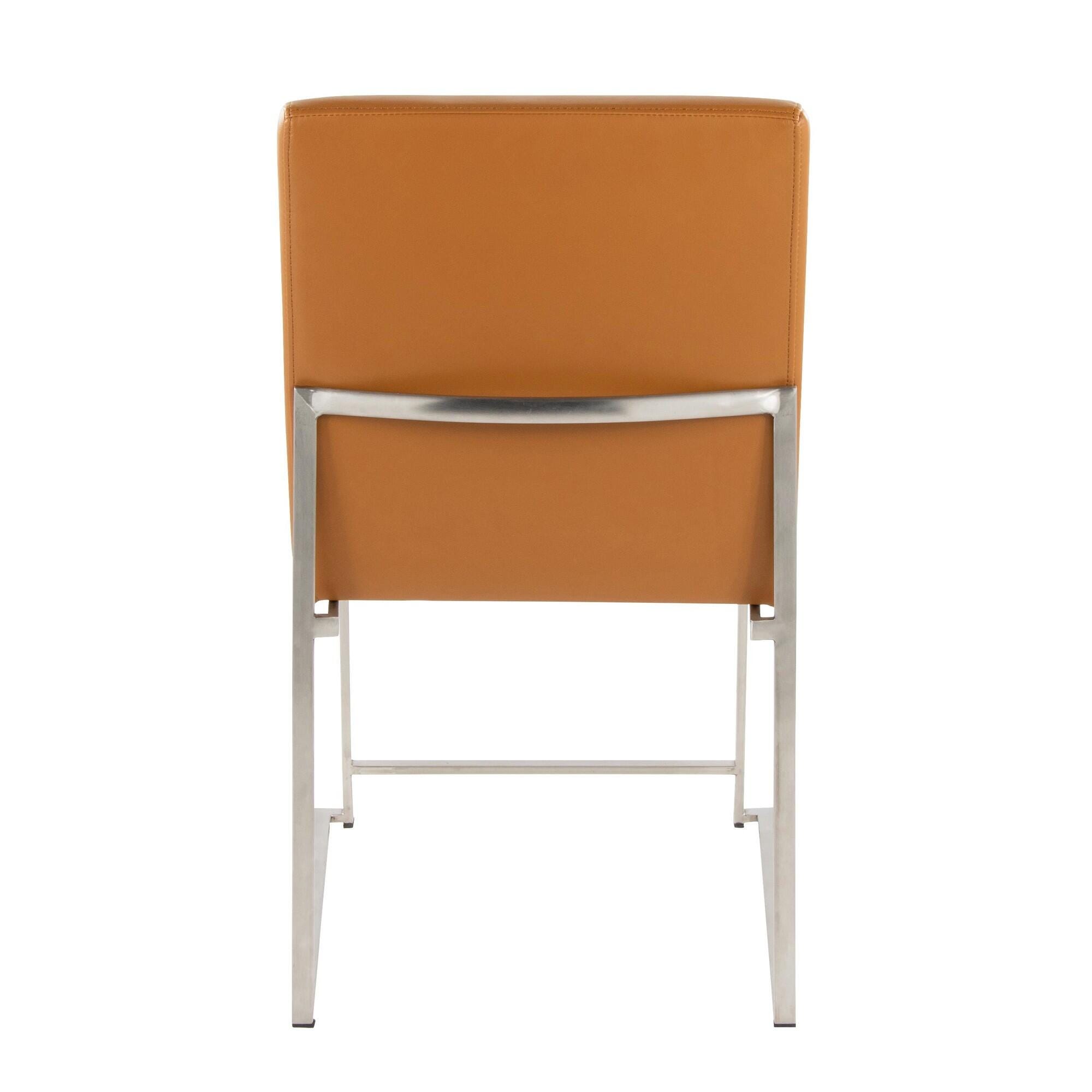 LumiSource Fuji Dining Chair (Set of 2), Camel/Chrome, large