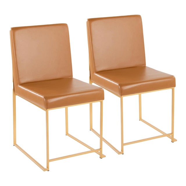 LumiSource Fuji Dining Chair (Set of 2), Camel/Gold