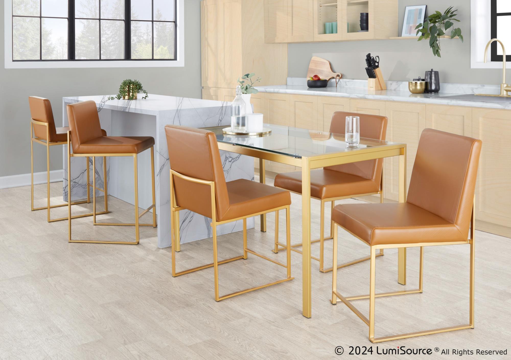 LumiSource Fuji Dining Chair (Set of 2), Camel/Gold, large