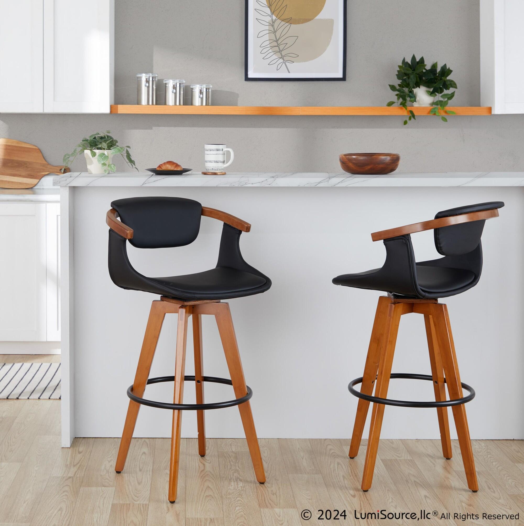 LumiSource Oracle Bar Height Bar Stool, Black, large