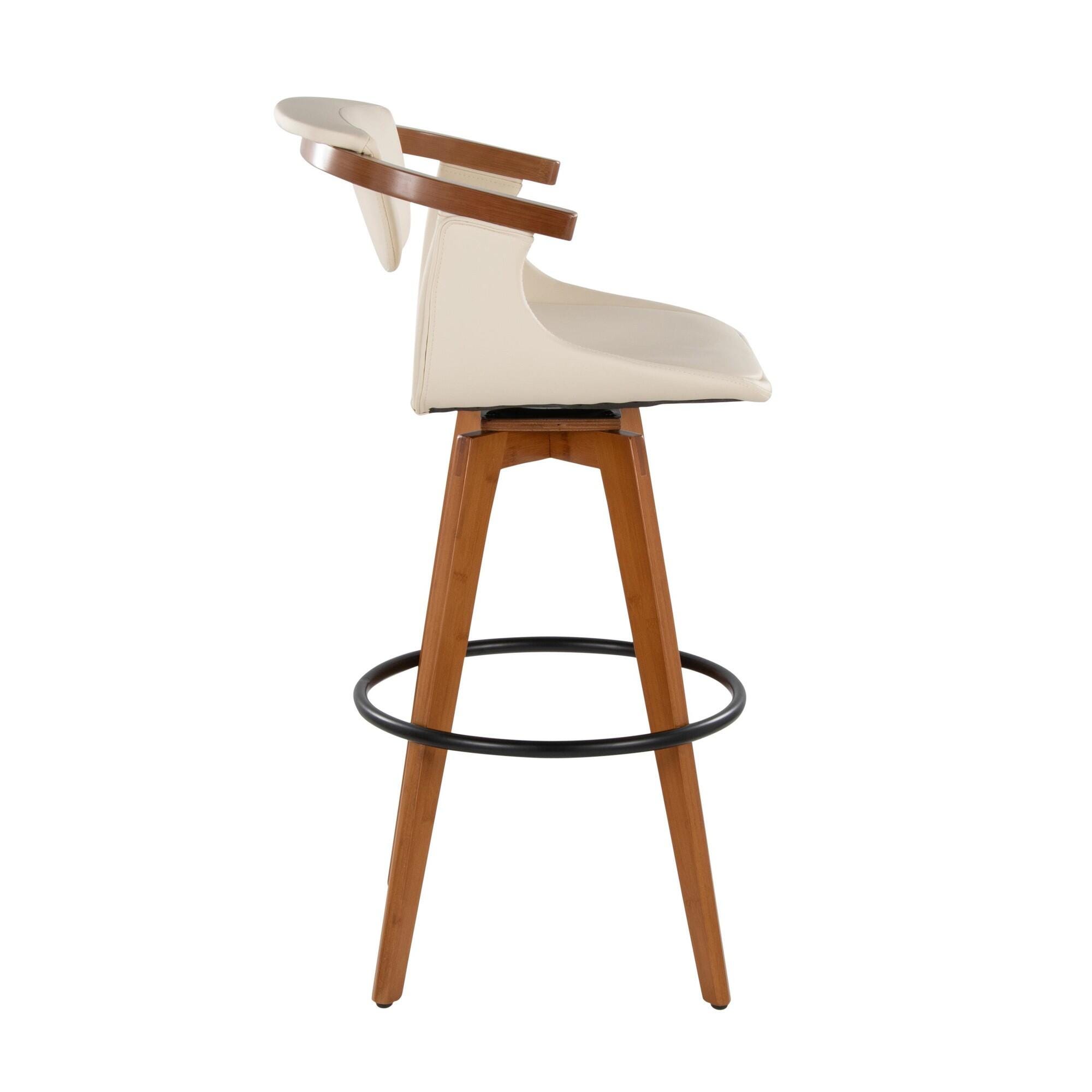 LumiSource Oracle Bar Height Bar Stool, Cream, large