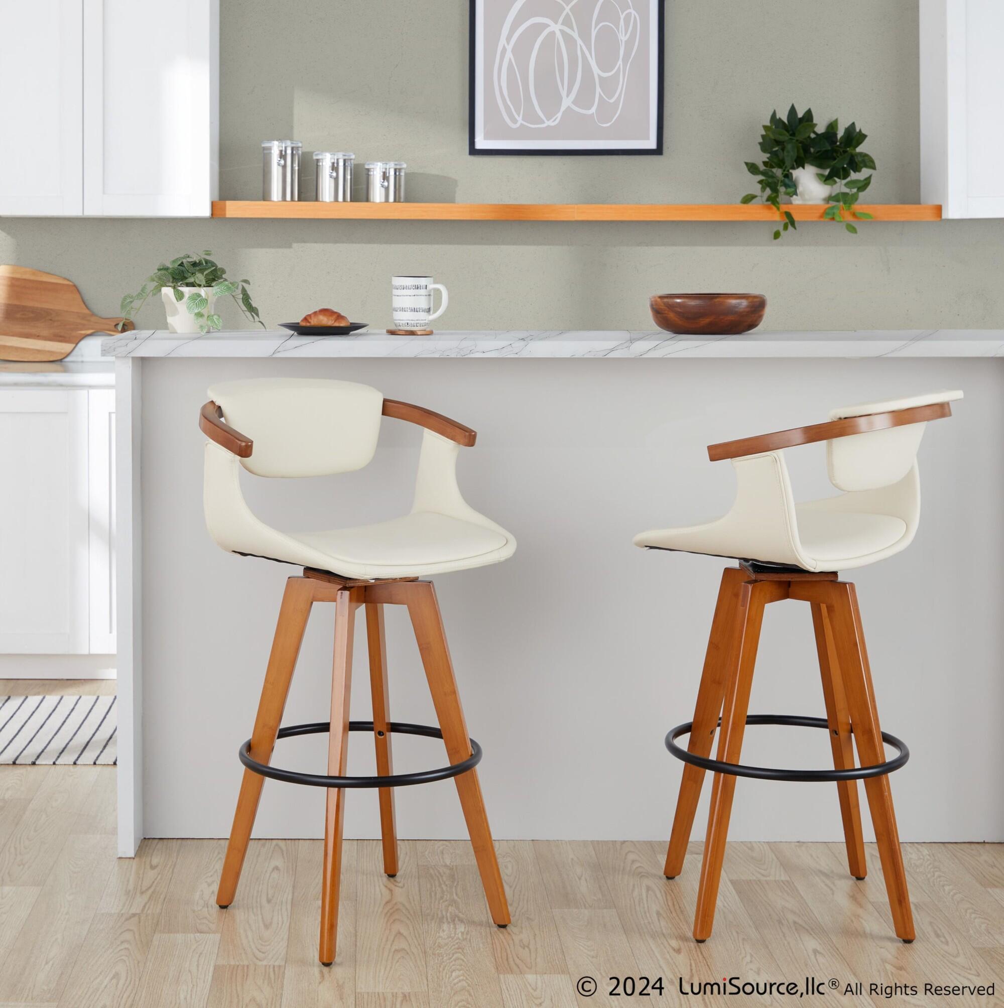LumiSource Oracle Bar Height Bar Stool, Cream, large
