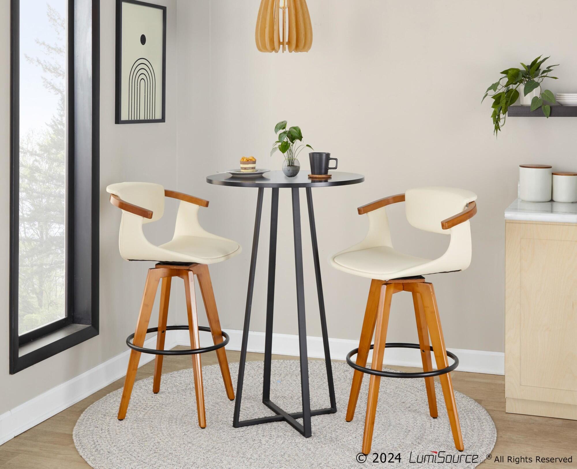 LumiSource Oracle Bar Height Bar Stool, Cream, large