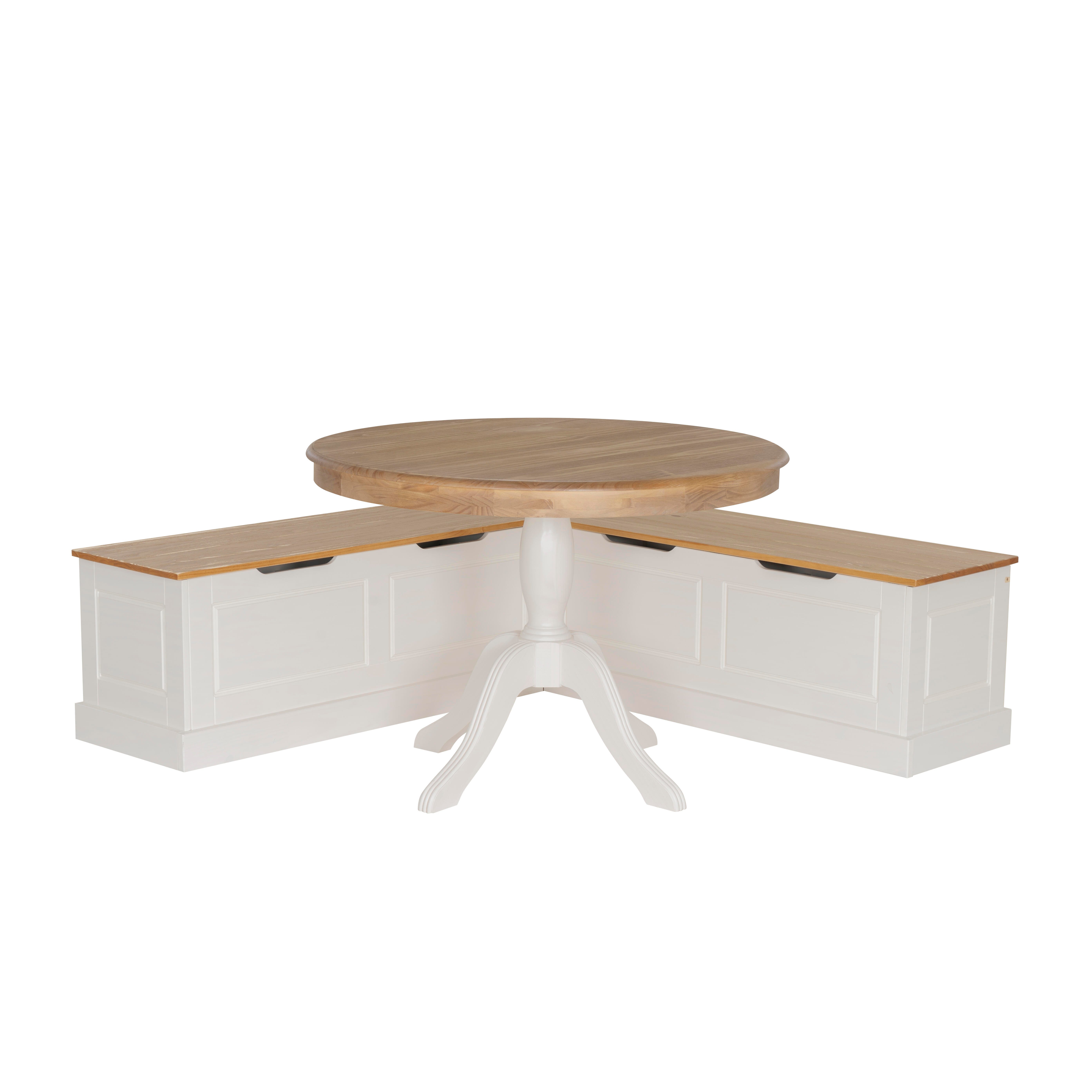 Linon Landin Corner Nook Dining Set, Natural/White, large