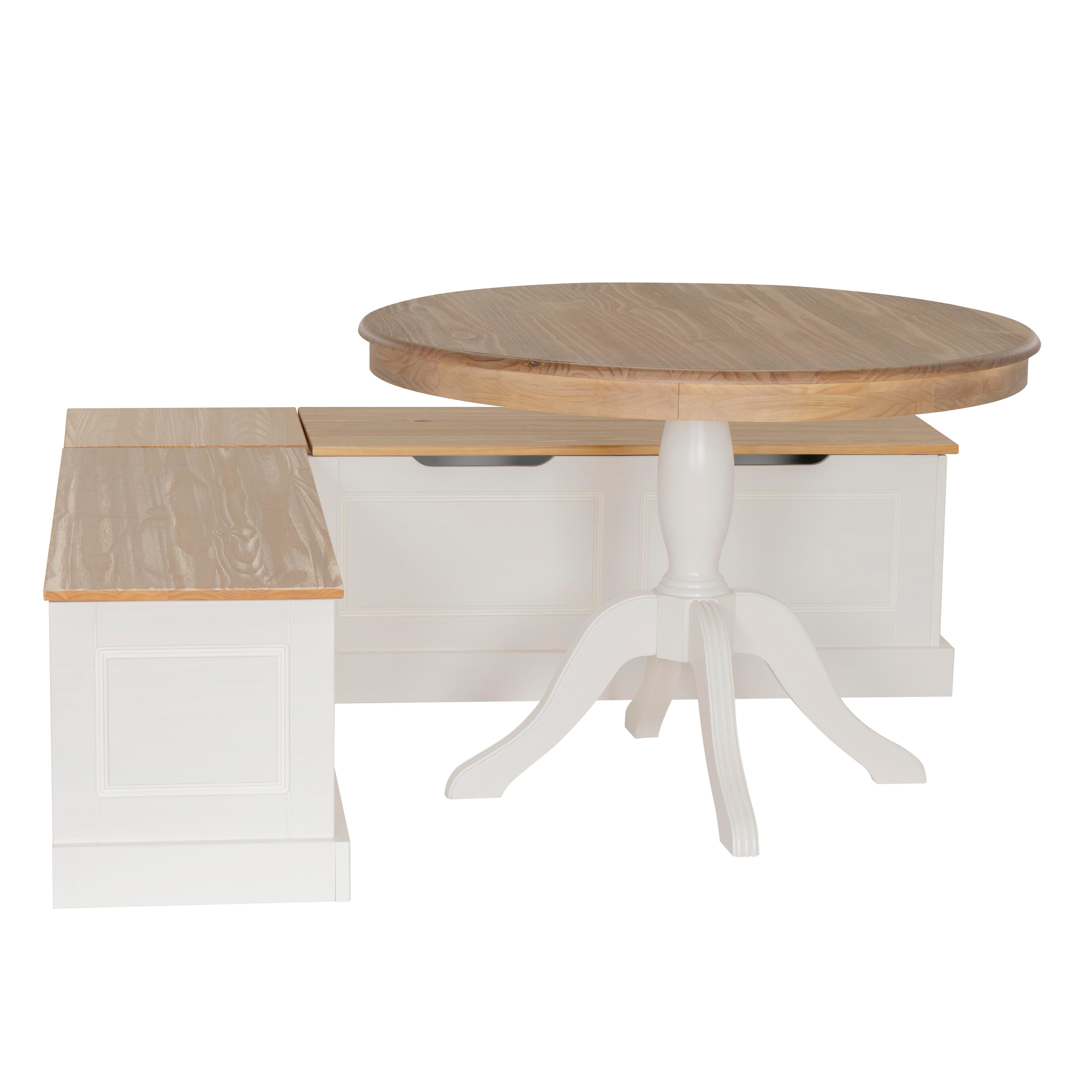 Linon Landin Corner Nook Dining Set, Natural/White, large