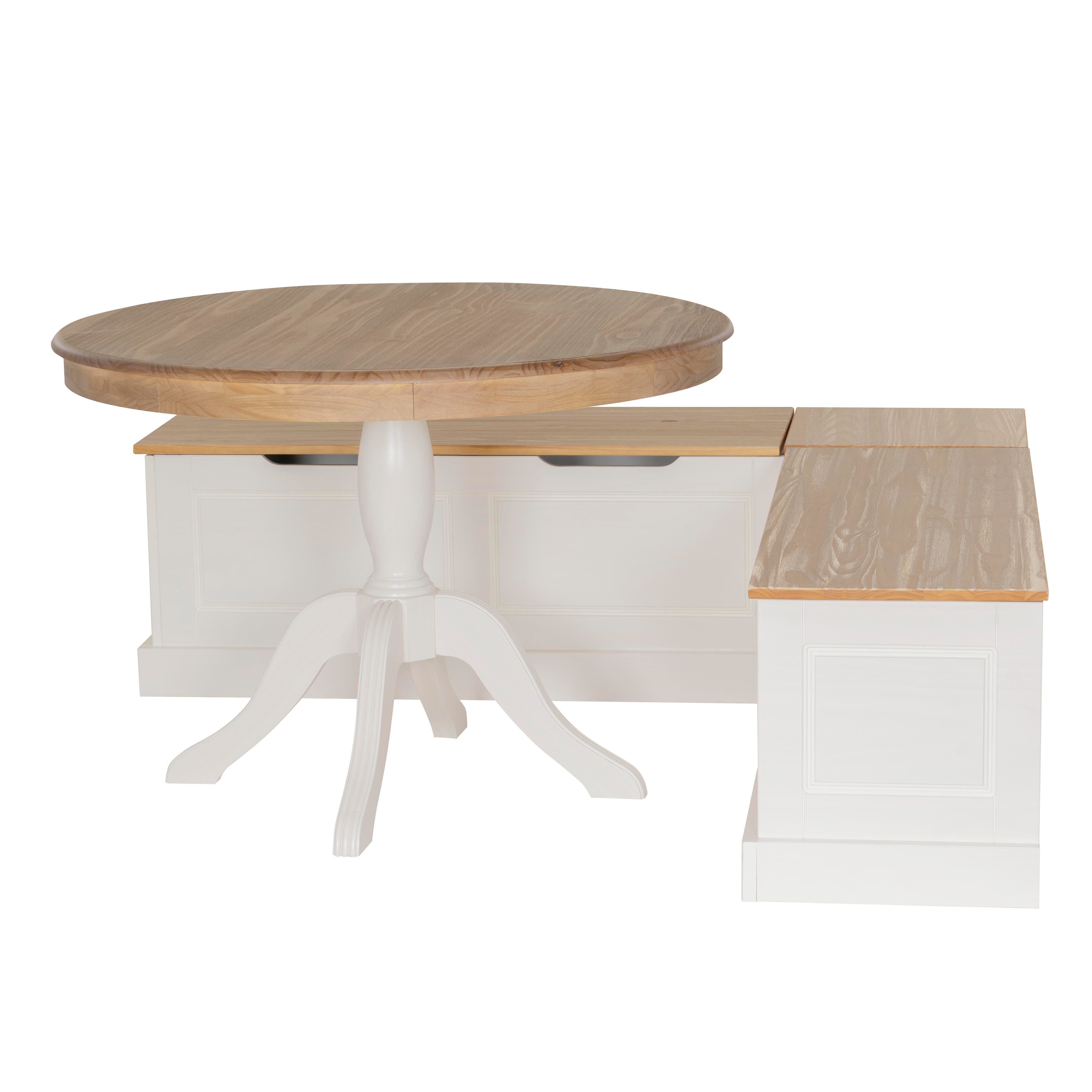 Linon Landin Corner Nook Dining Set, Natural/White, large
