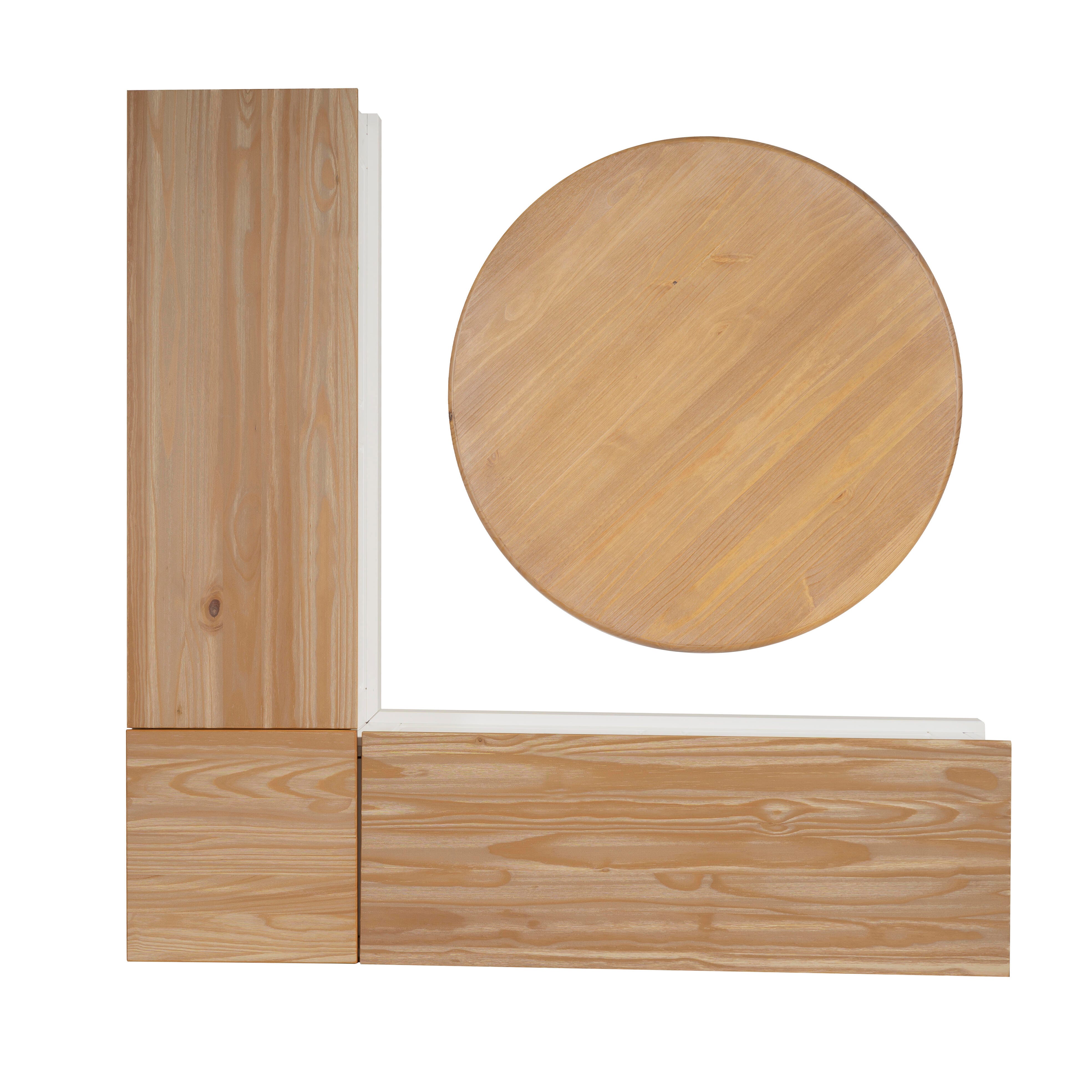 Linon Landin Corner Nook Dining Set, Natural/White, large