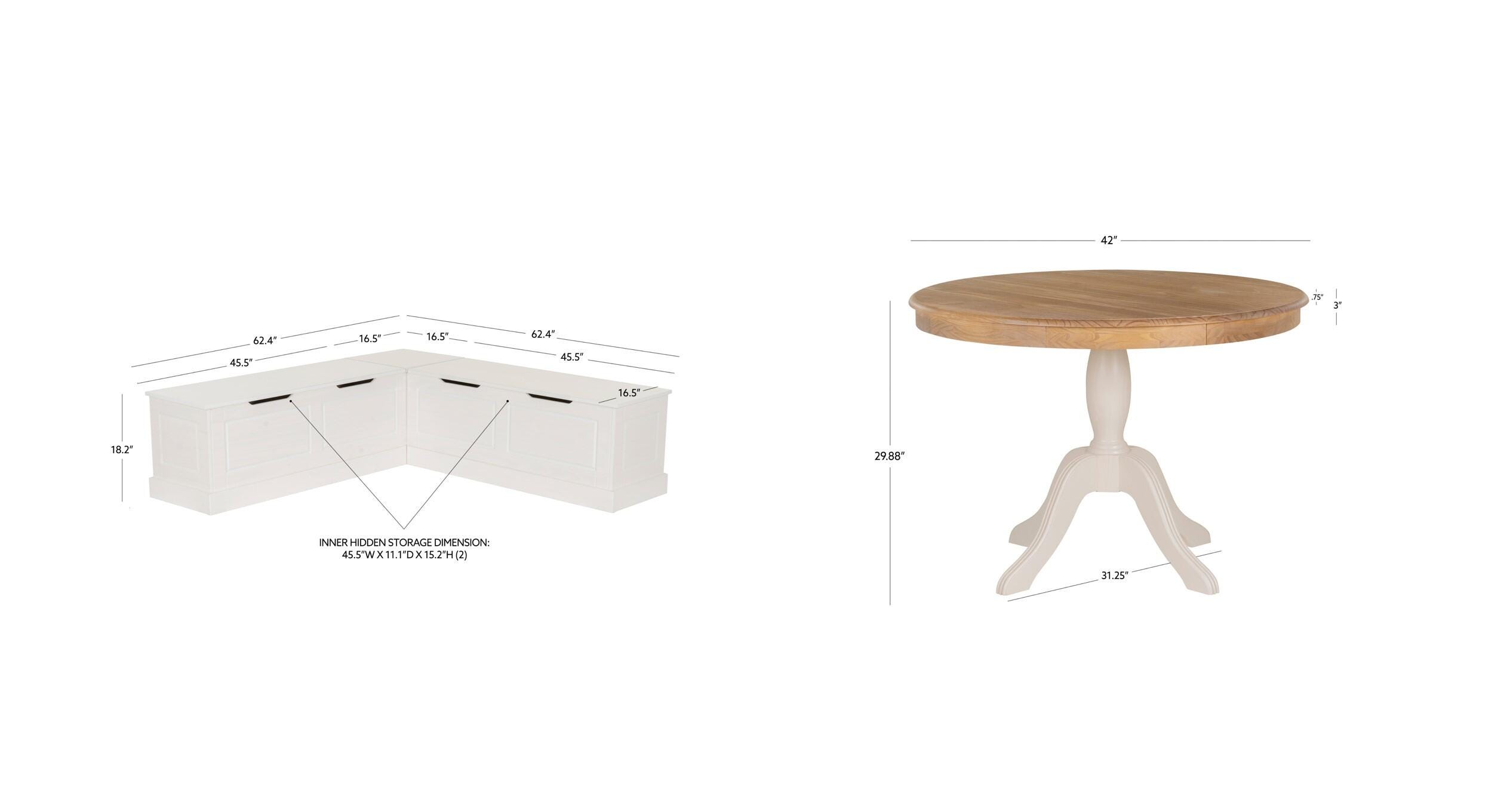 Linon Landin Corner Nook Dining Set, White, large