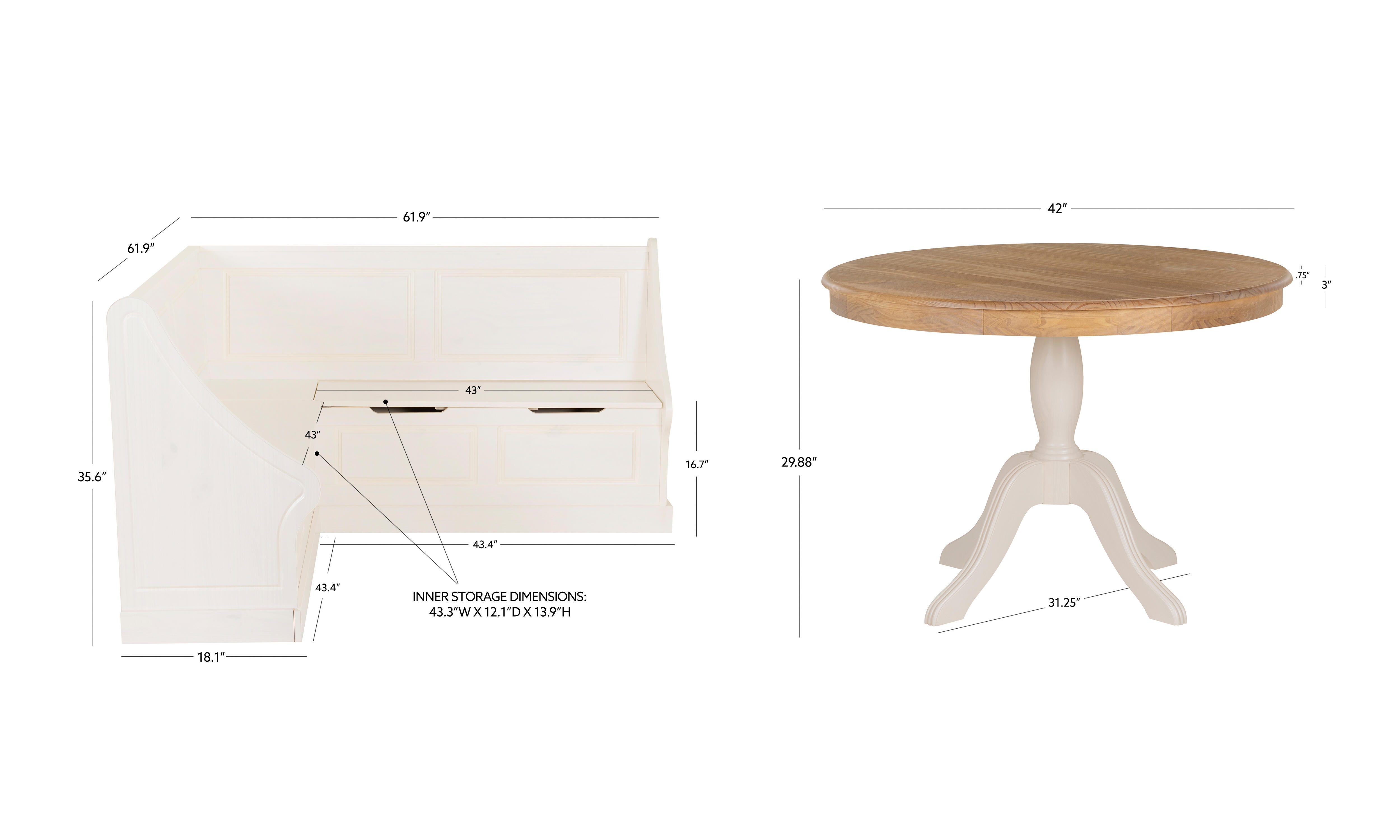 Linon Landin Corner Breakfast Nook Set, , large
