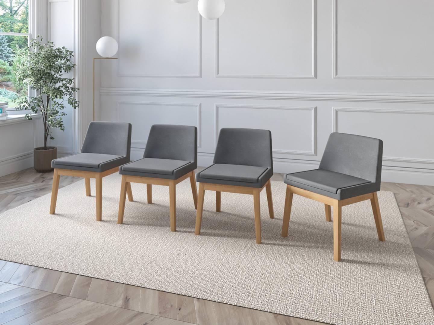 Midtown Concept Solterra Dining Chair (Set of 4), Light Gray/Brown, large