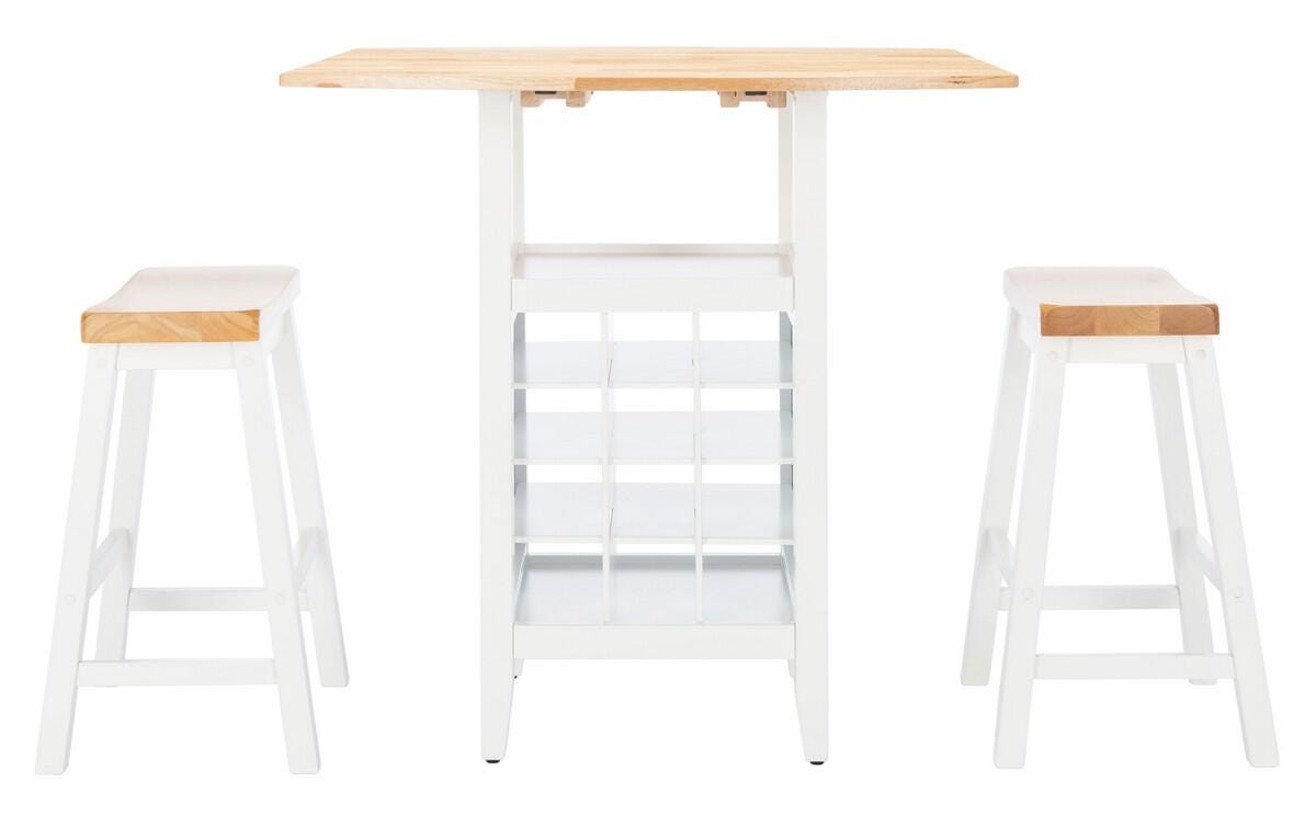 Safavieh Casey Pub Table and 2 Barstools, Natural/White, large