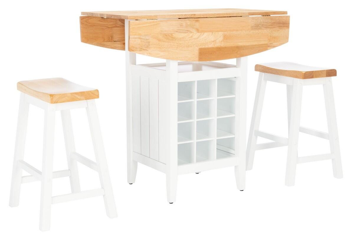 Safavieh Casey Pub Table and 2 Barstools, Natural/White, large