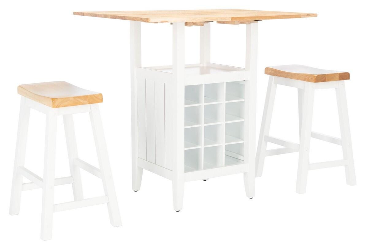 Safavieh Casey Pub Table and 2 Barstools, Natural/White, large