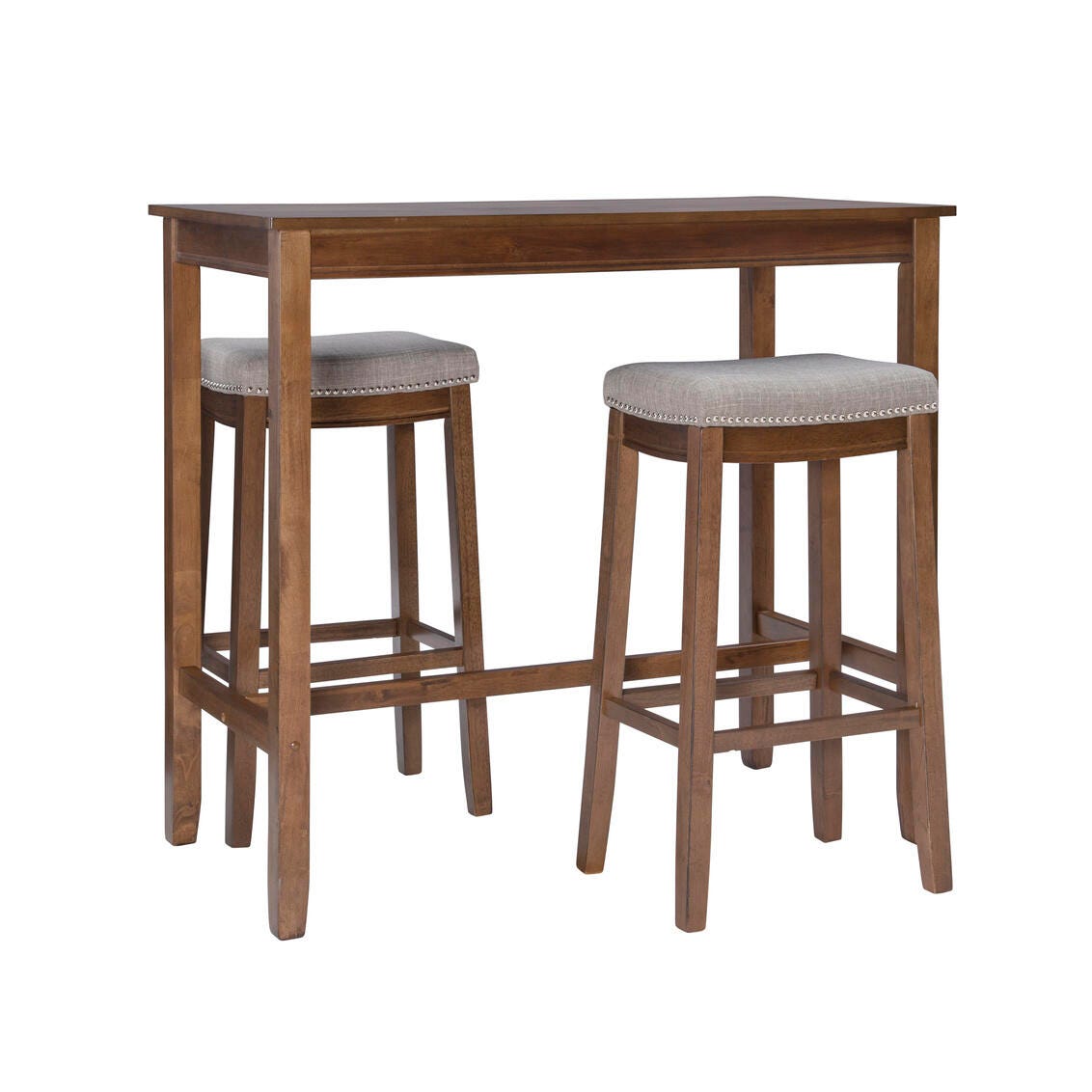 Linon Claridge Three Piece Bar Set, Gray/Brown, large
