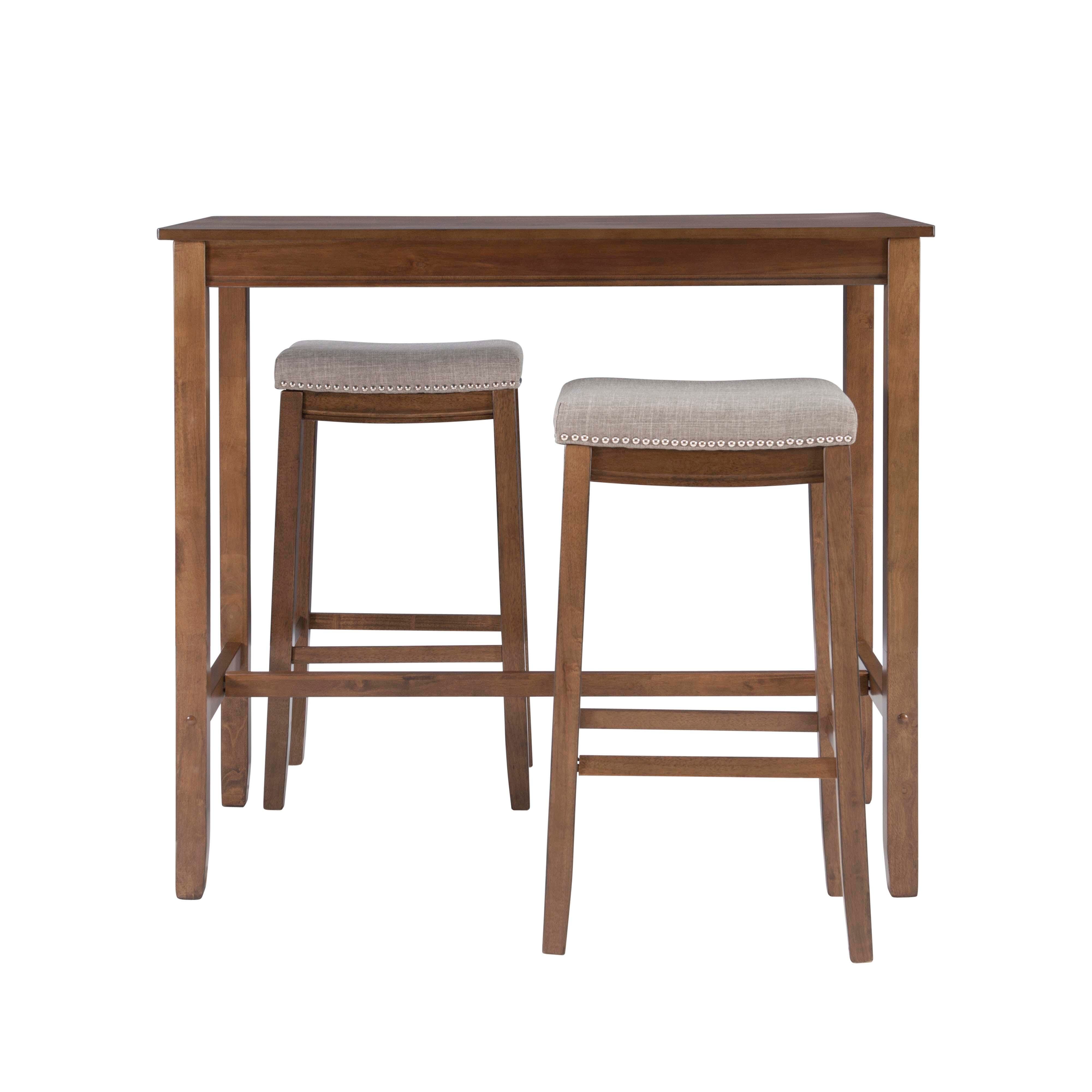 Linon Claridge Three Piece Bar Set, Gray/Brown, large