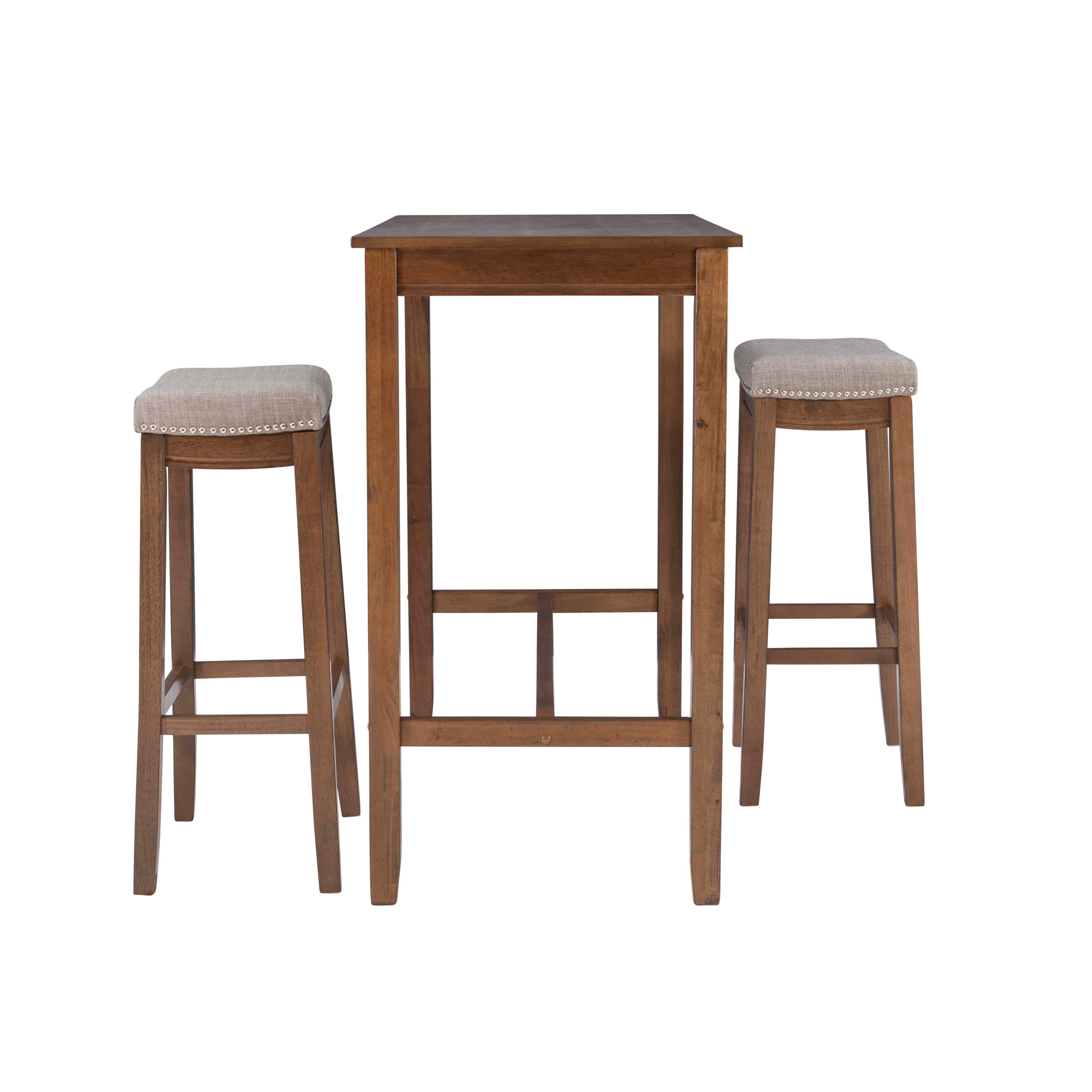 Linon Claridge Three Piece Bar Set, Gray/Brown, large