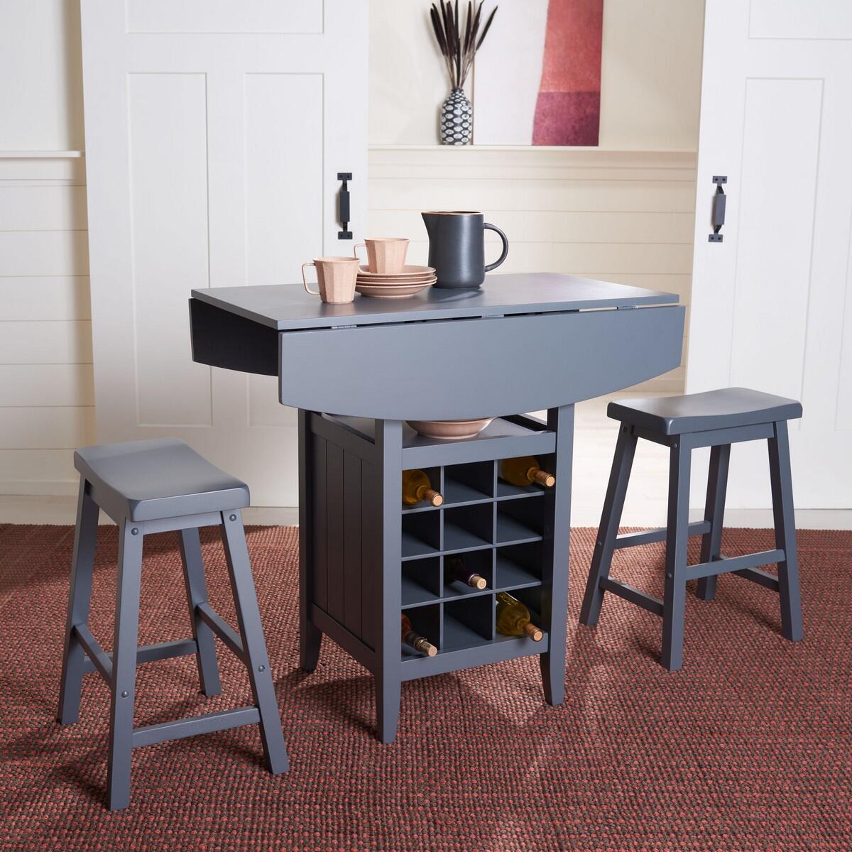 Safavieh Casey Pub Table and 2 Barstools, Gray, large