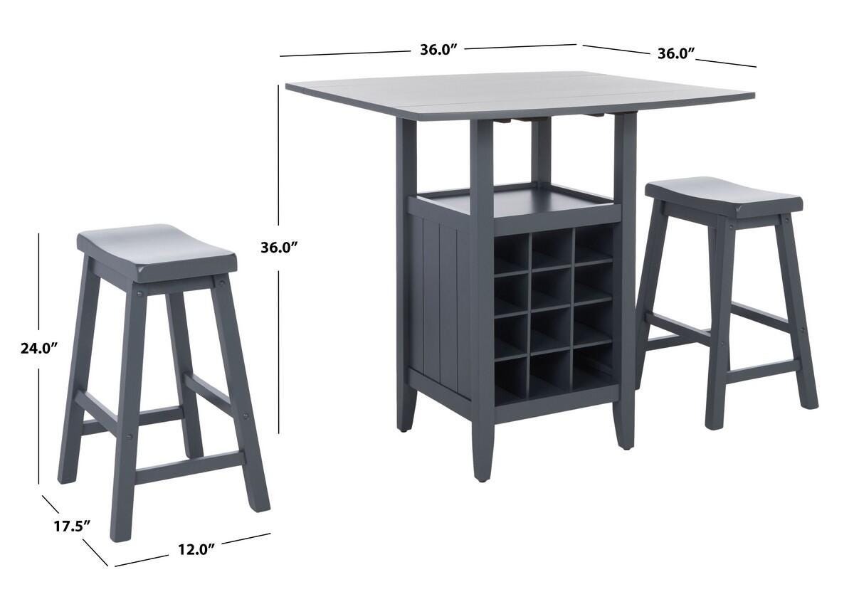 Safavieh Casey Pub Table and 2 Barstools, Gray, large